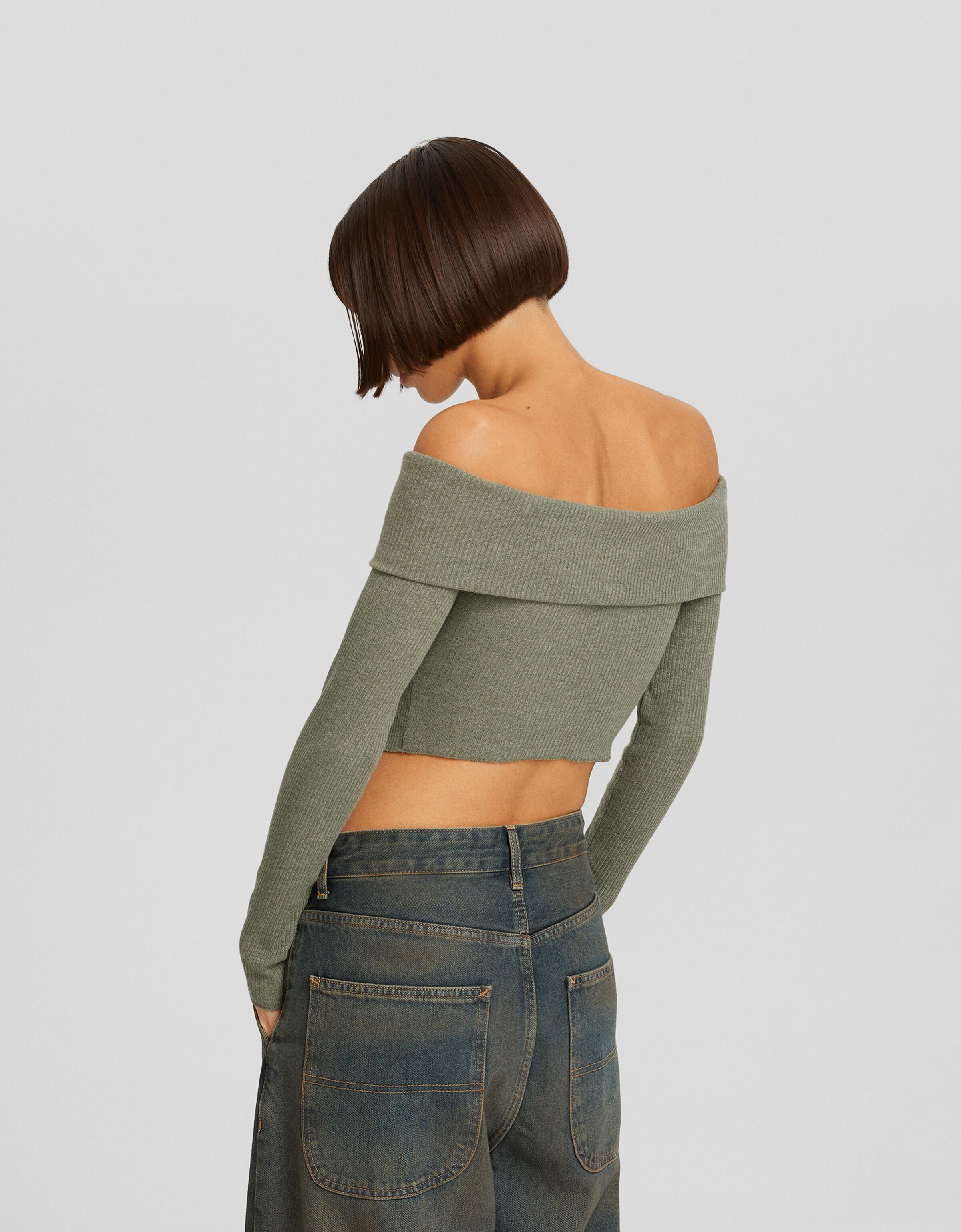 Cárdigan bardot punto cremallera