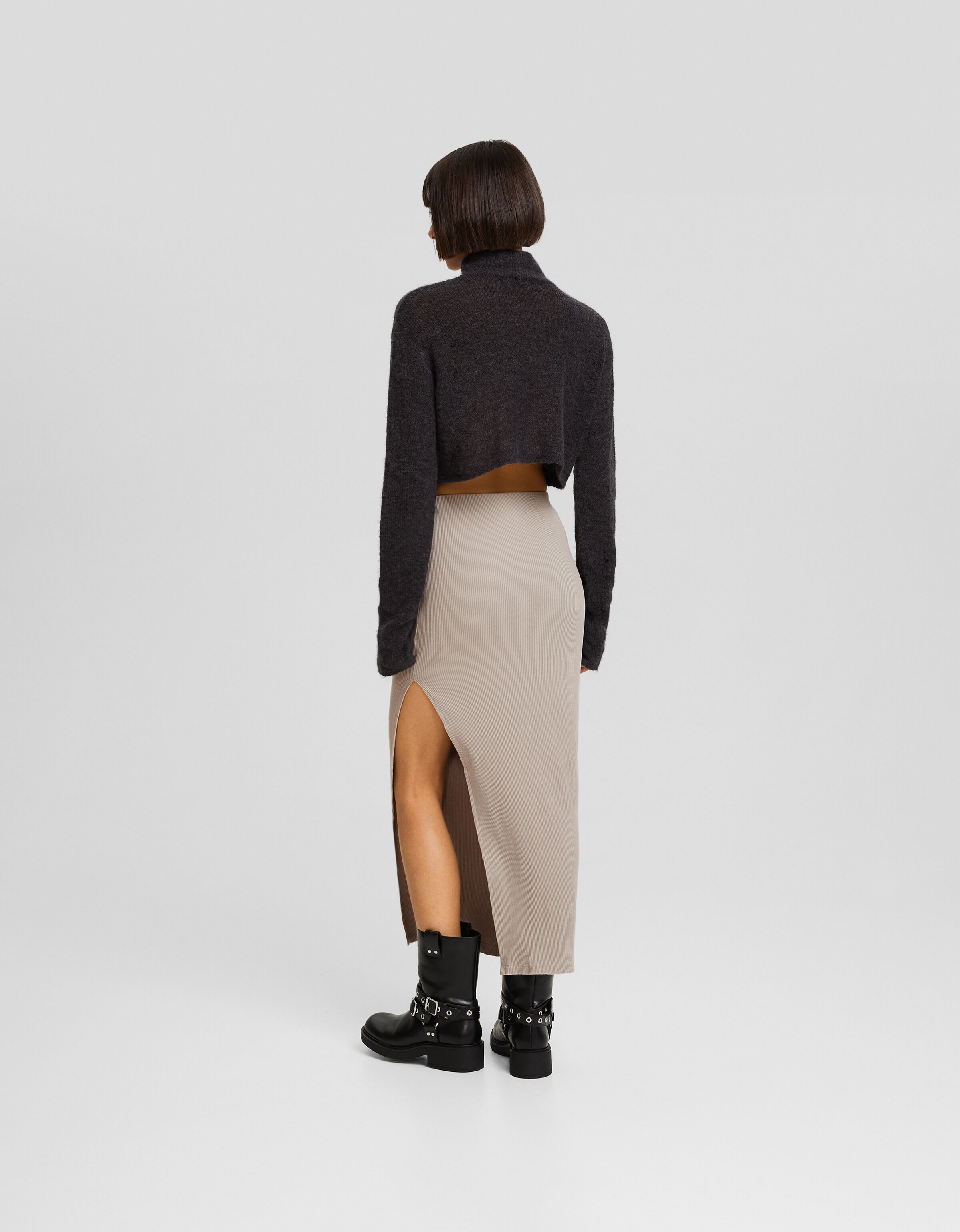 Falda midi rib efecto lavado