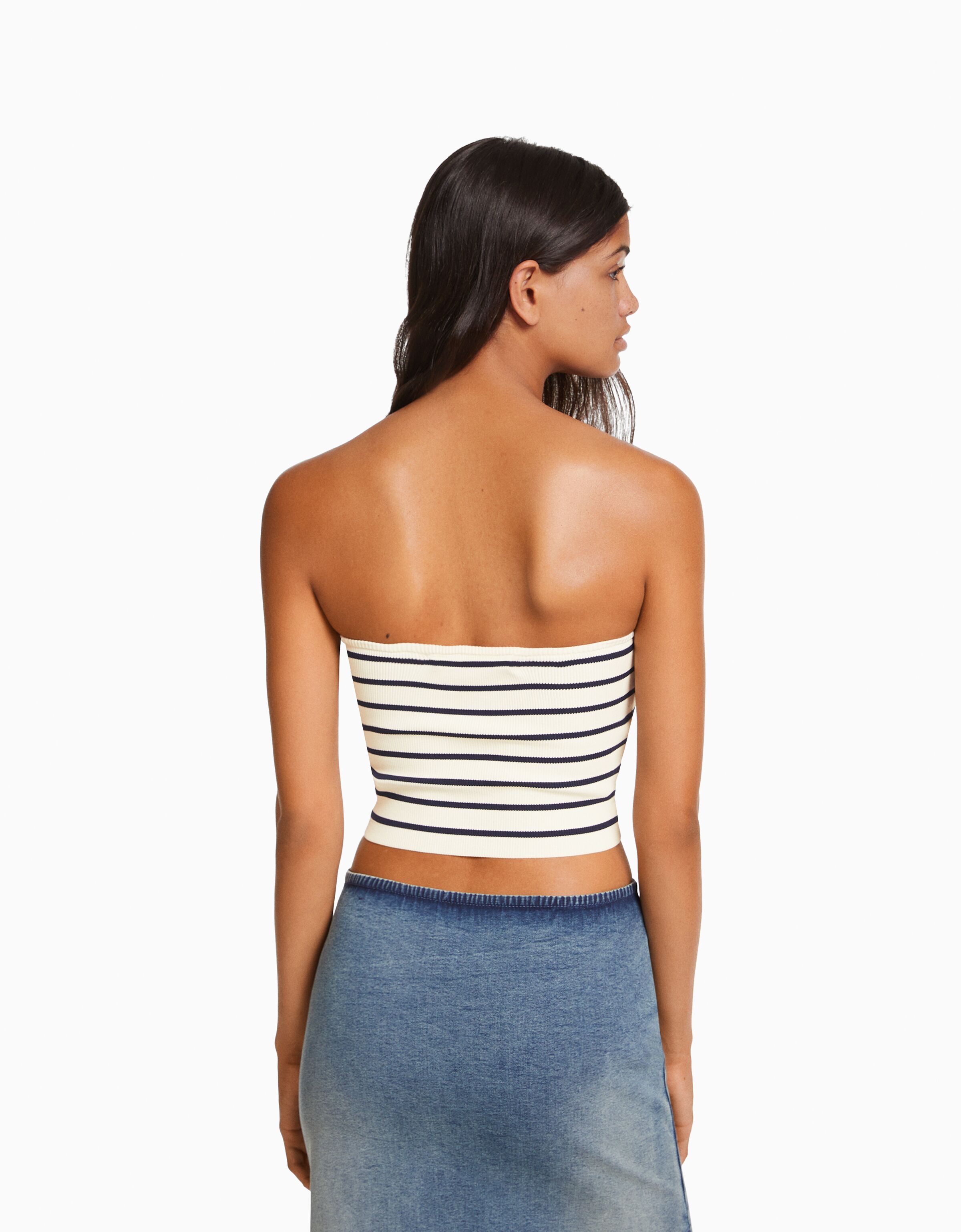 Top cropped bandeau punto rayas