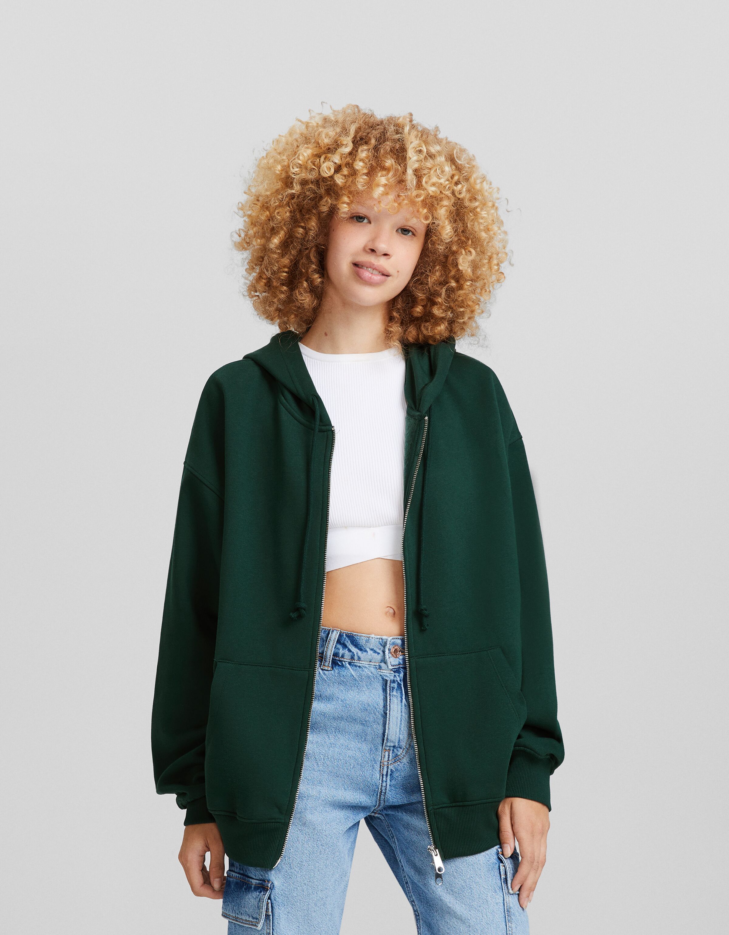 Sudadera cremallera capucha oversize