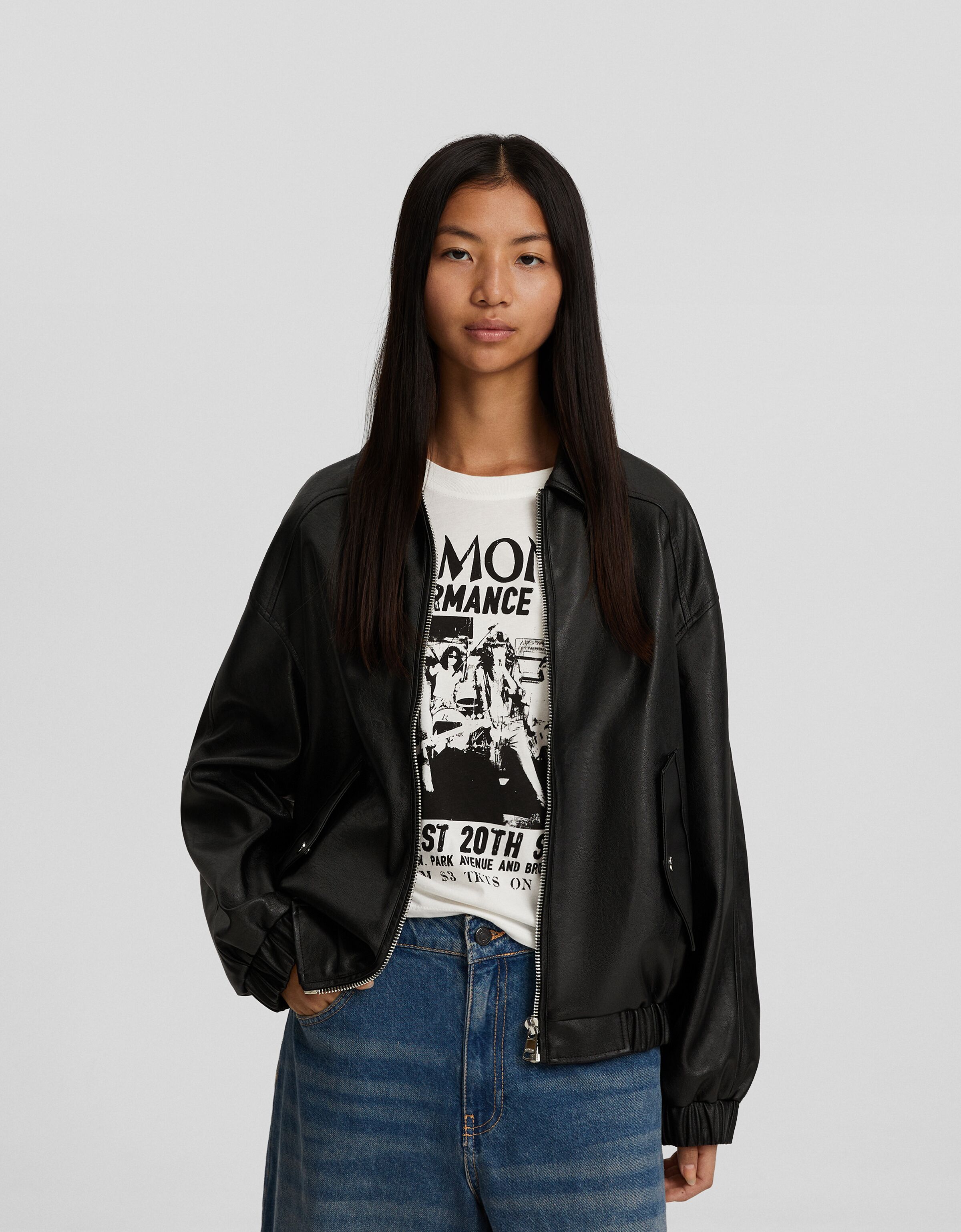 Cazadora dad fit efecto piel