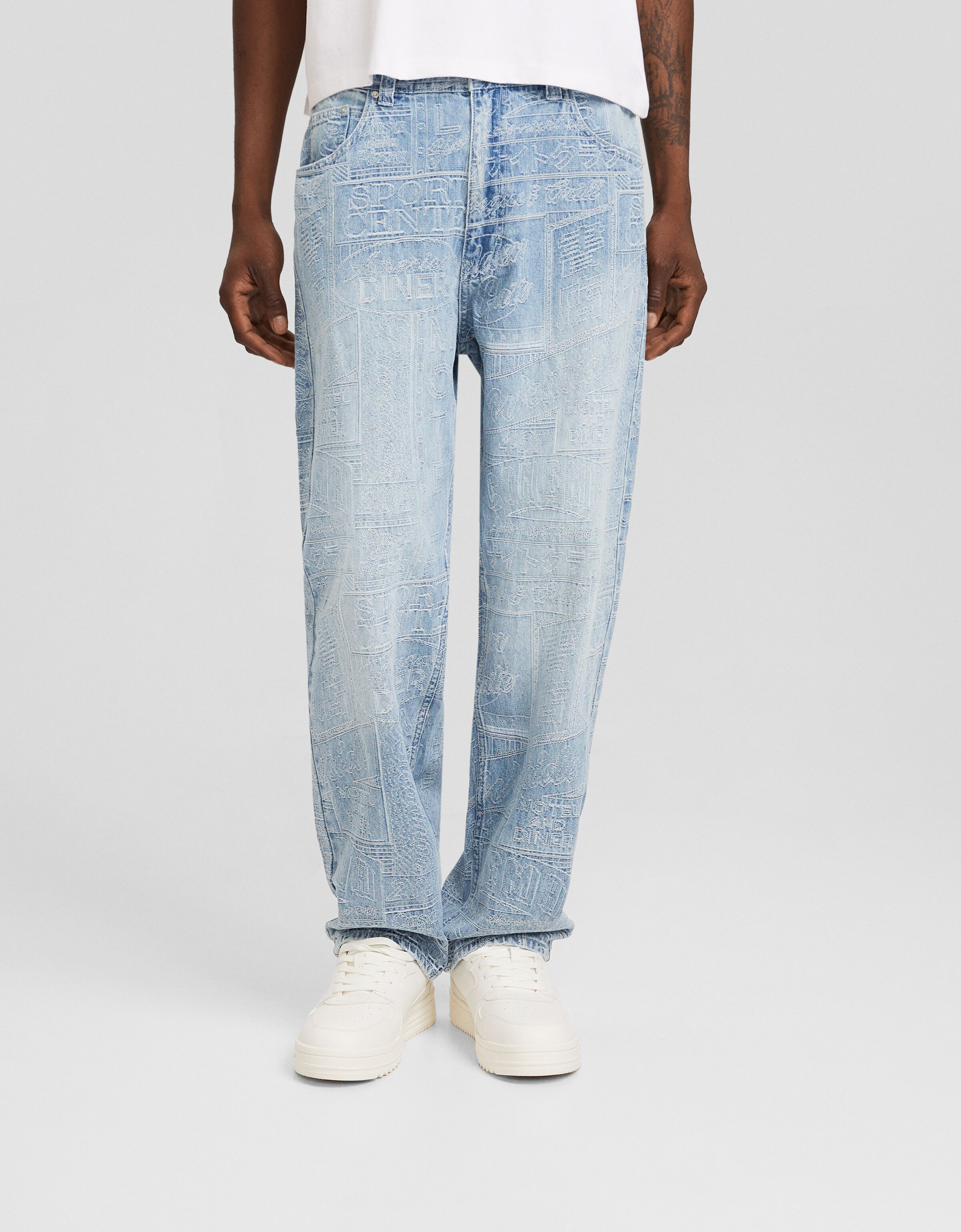 Jeans baggy jacquard