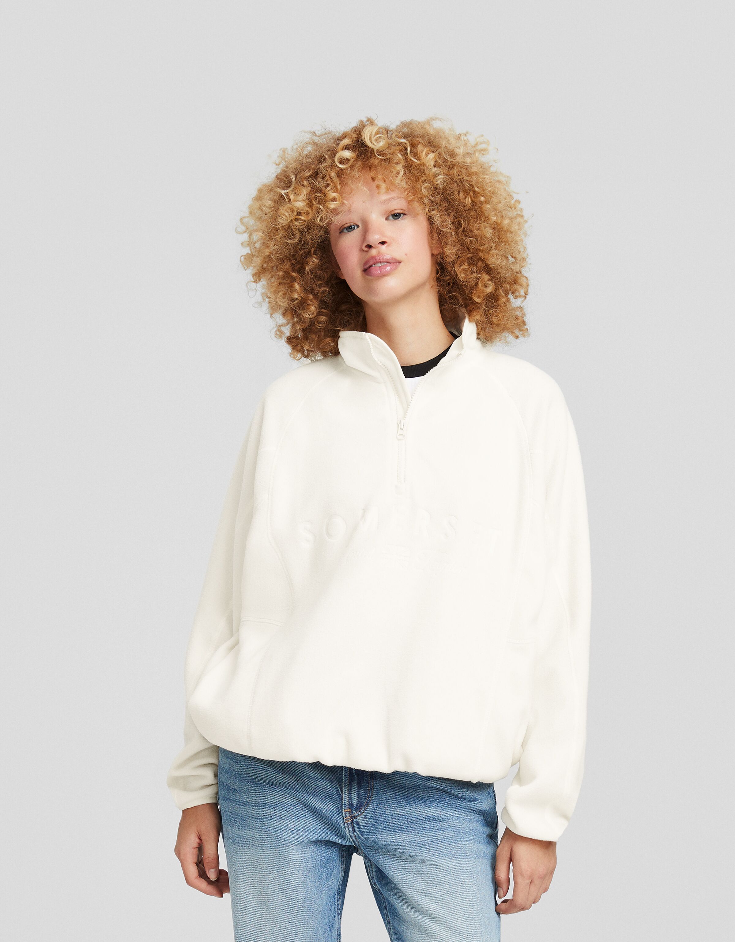 Sudadera cremallera polar bordado