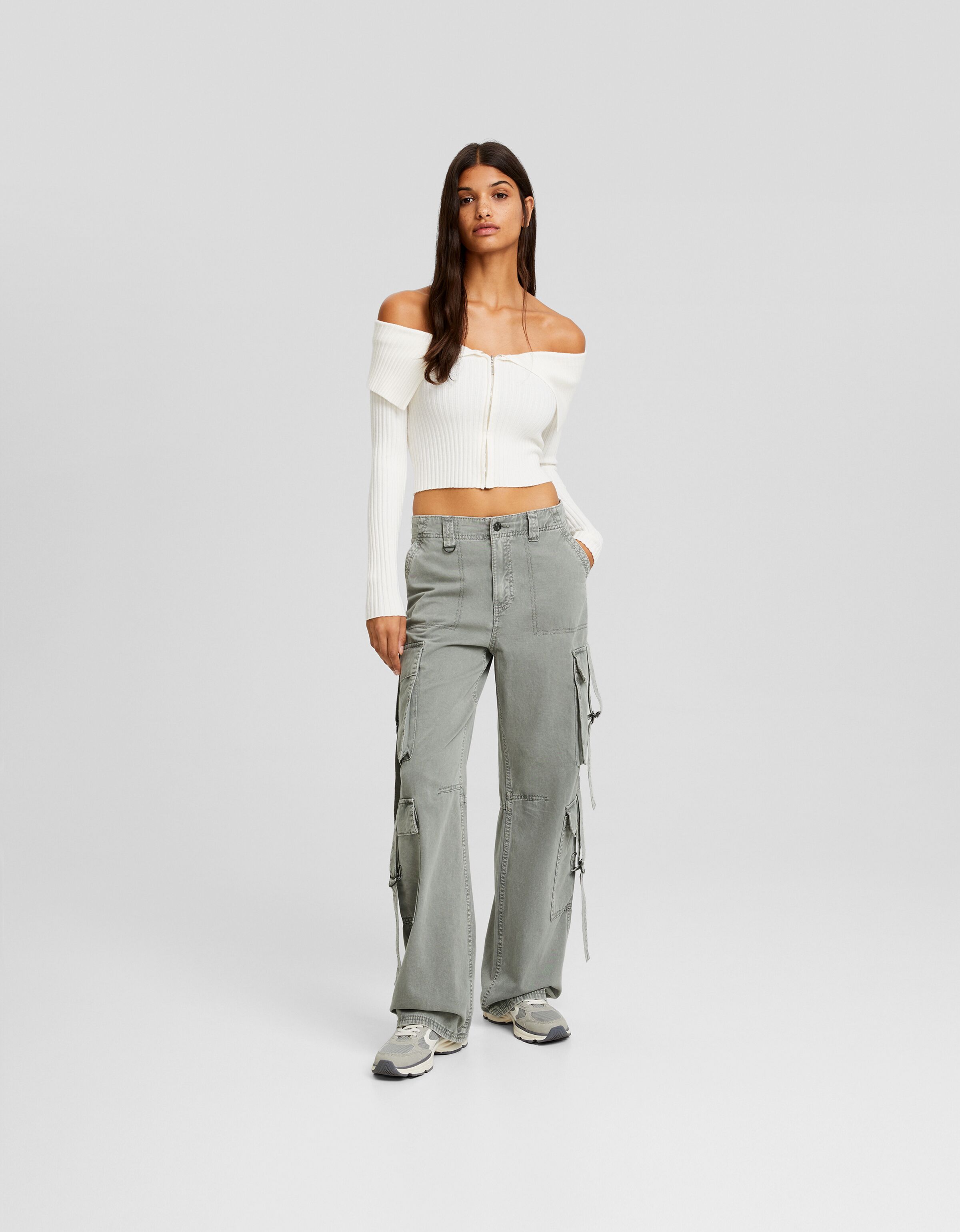 Pantalón cargo algodón tiras