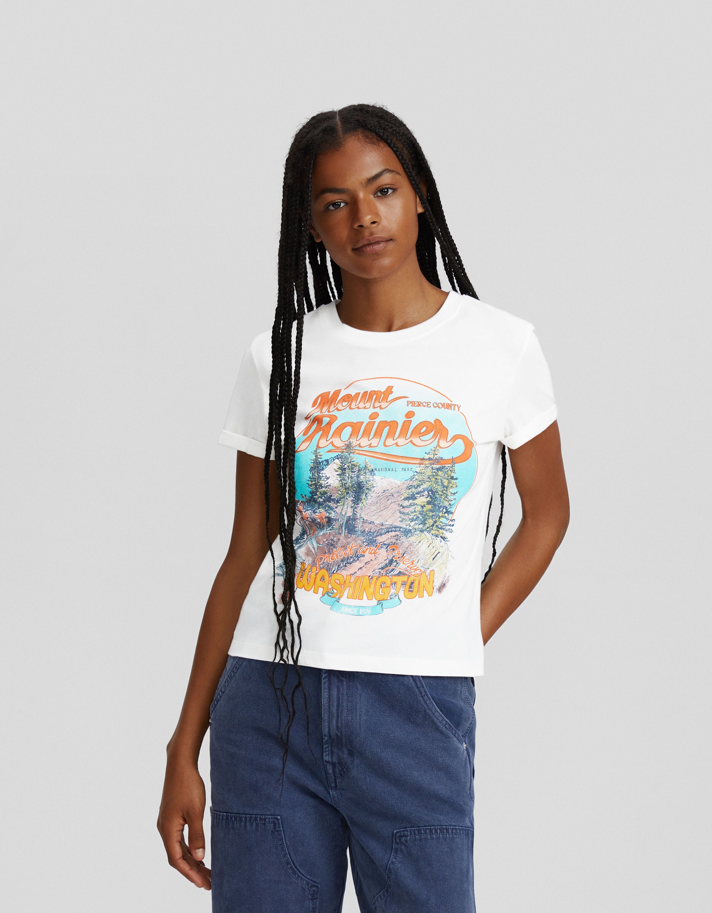 Camiseta manga corta ajustada print