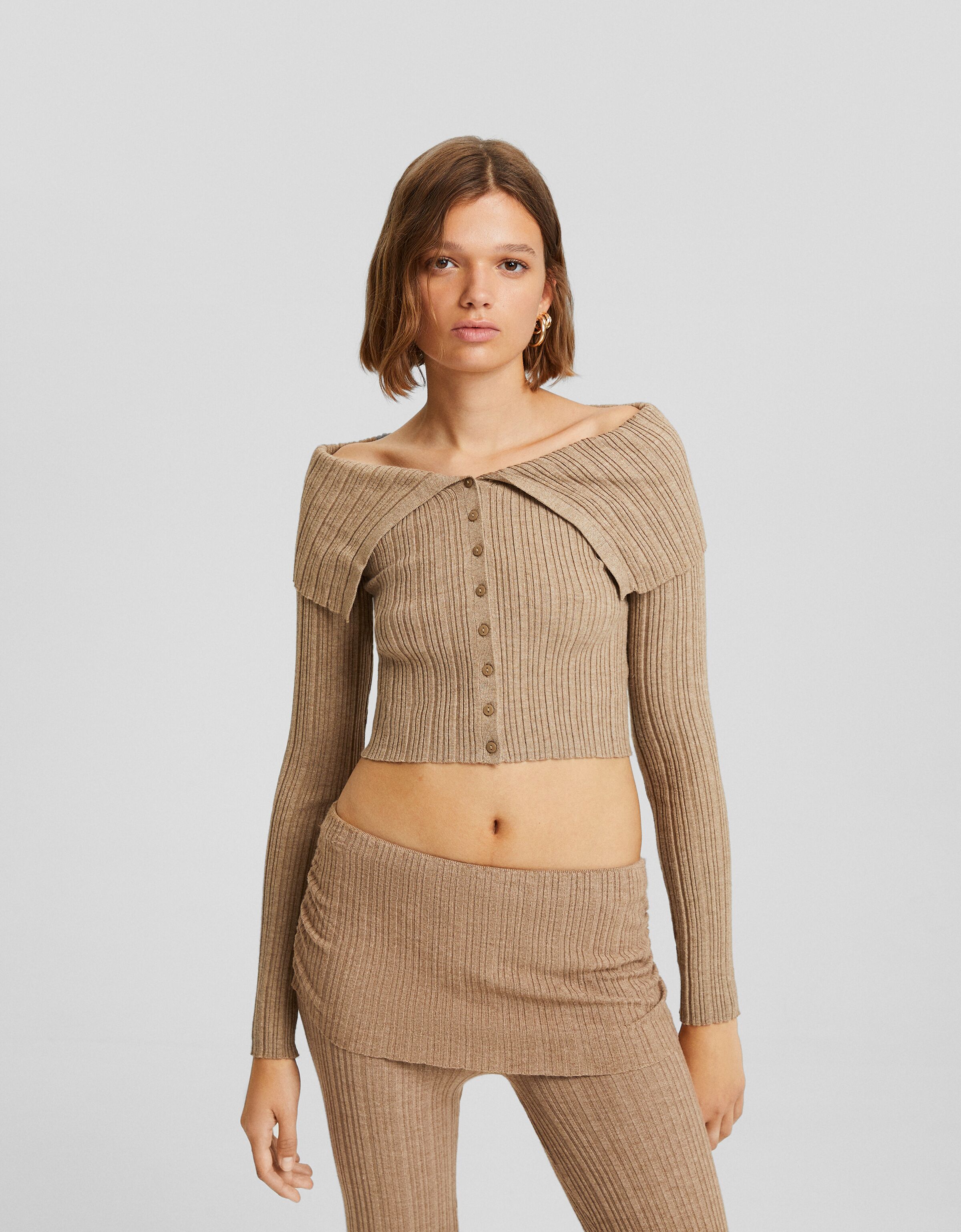 Cárdigan bardot botones