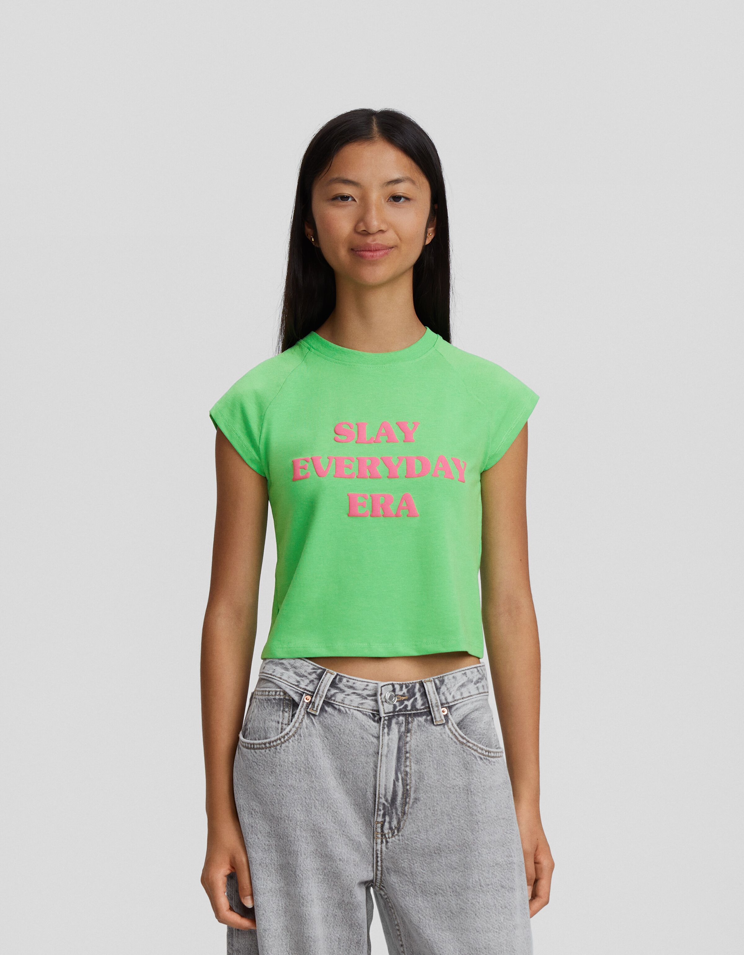 Camiseta manga corta efecto lavado print