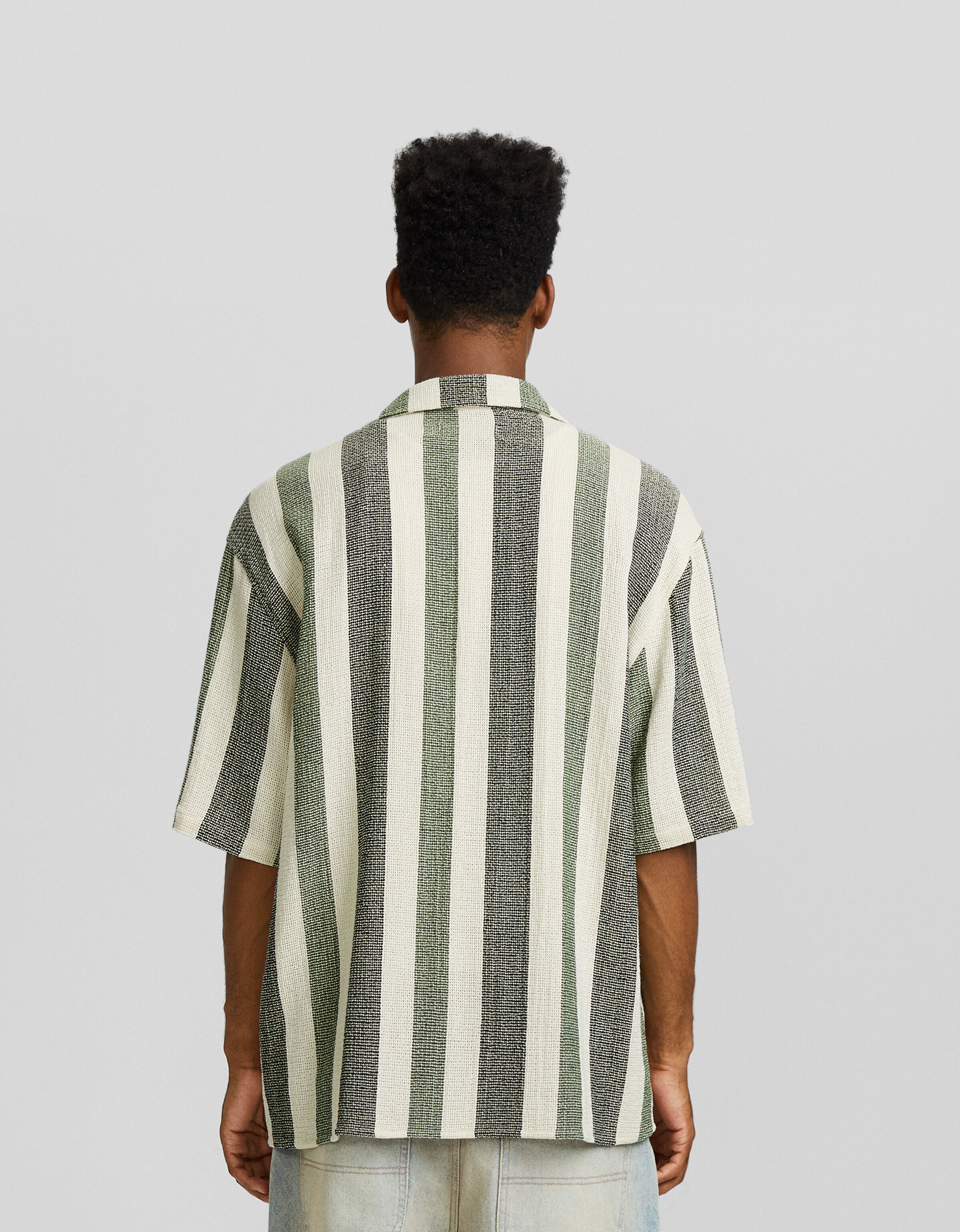 Camisa manga corta rústica rayas