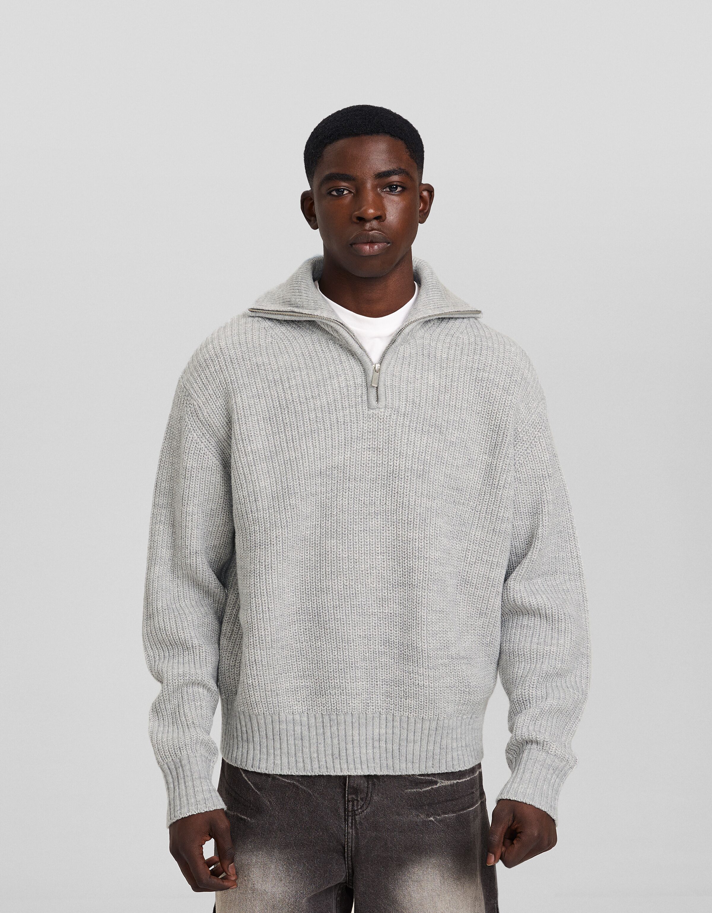 Jersey cuello alto cremallera