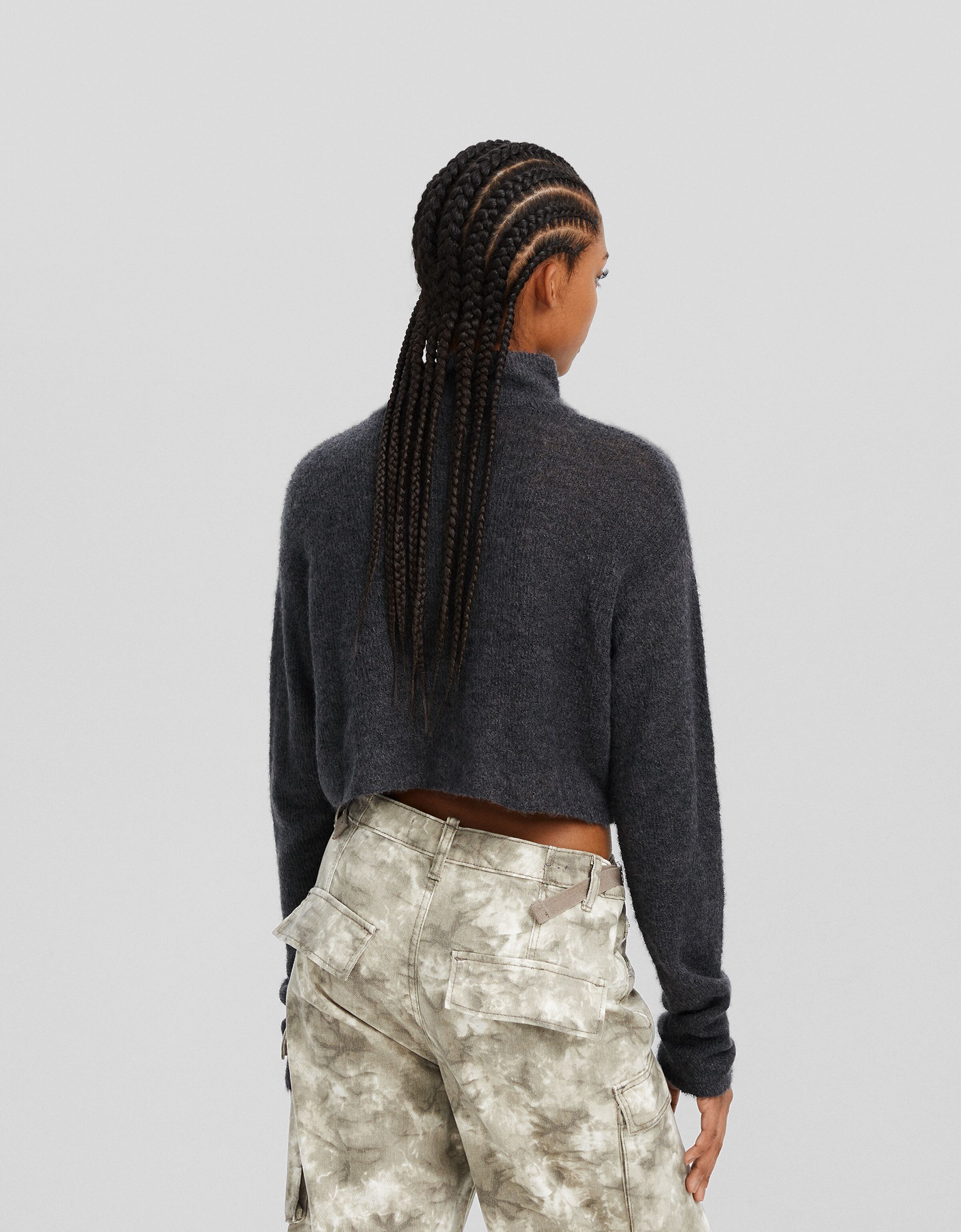 Jersey cuello subido cropped transparente