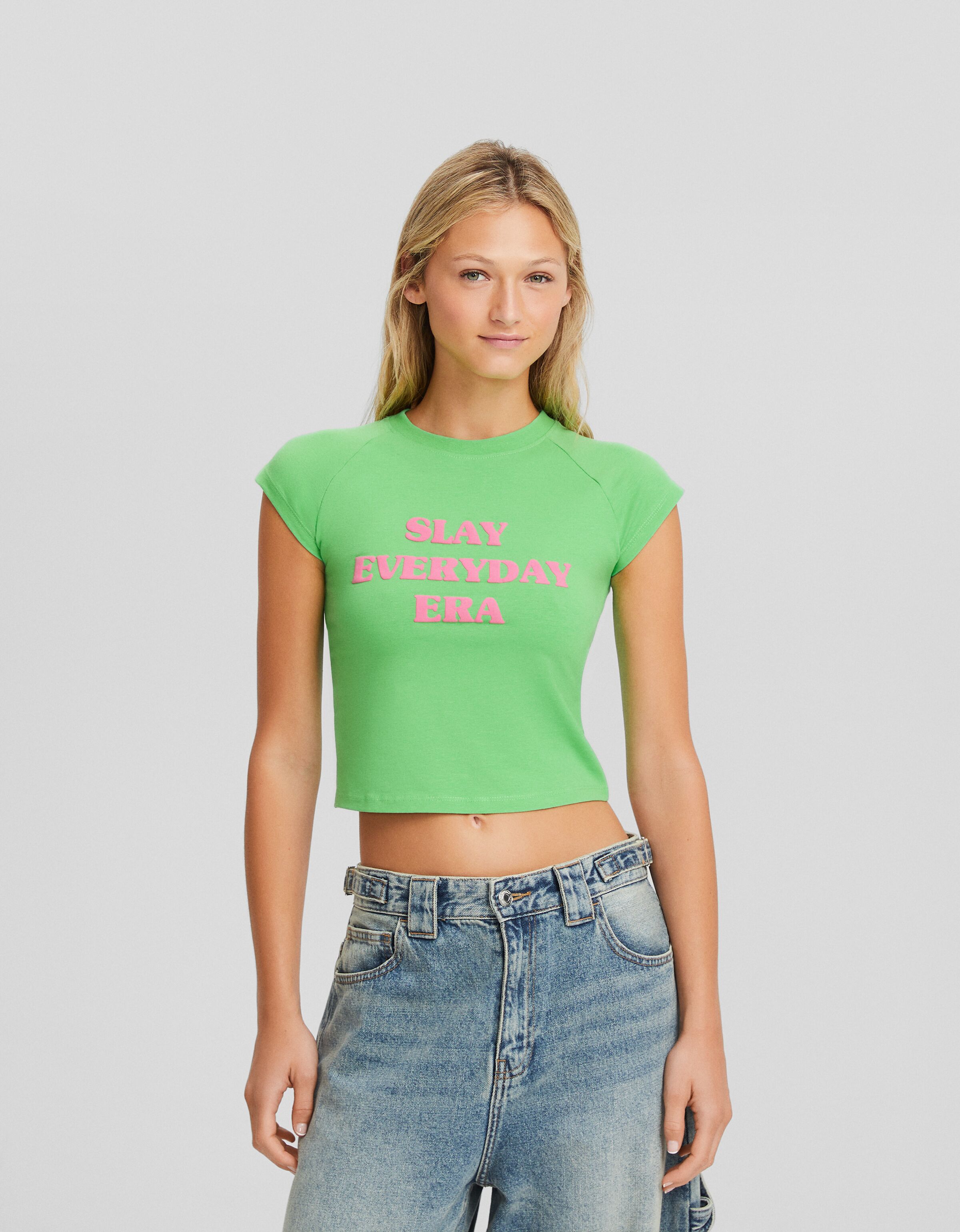 Camiseta manga corta efecto lavado print