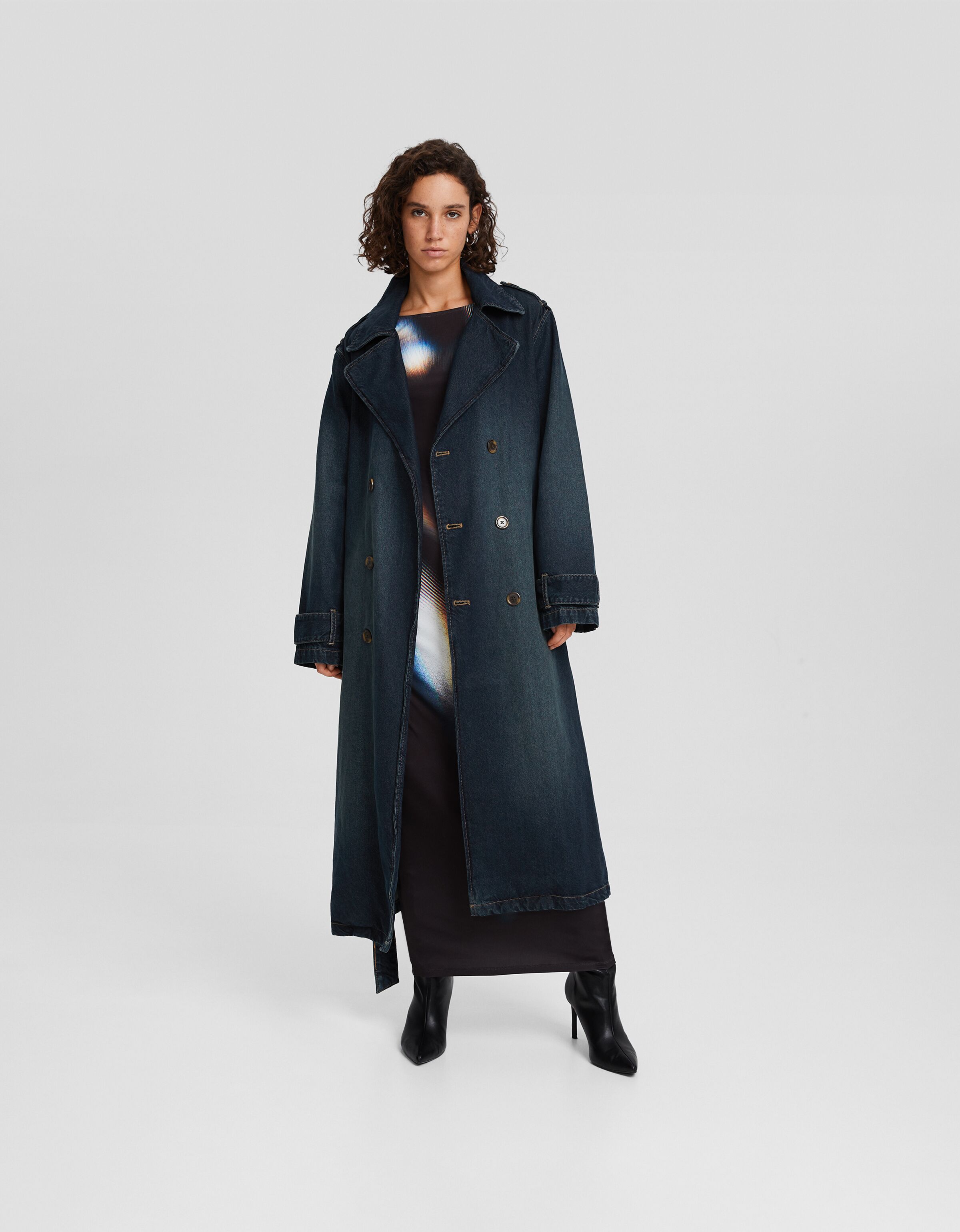 Abrigo trench denim