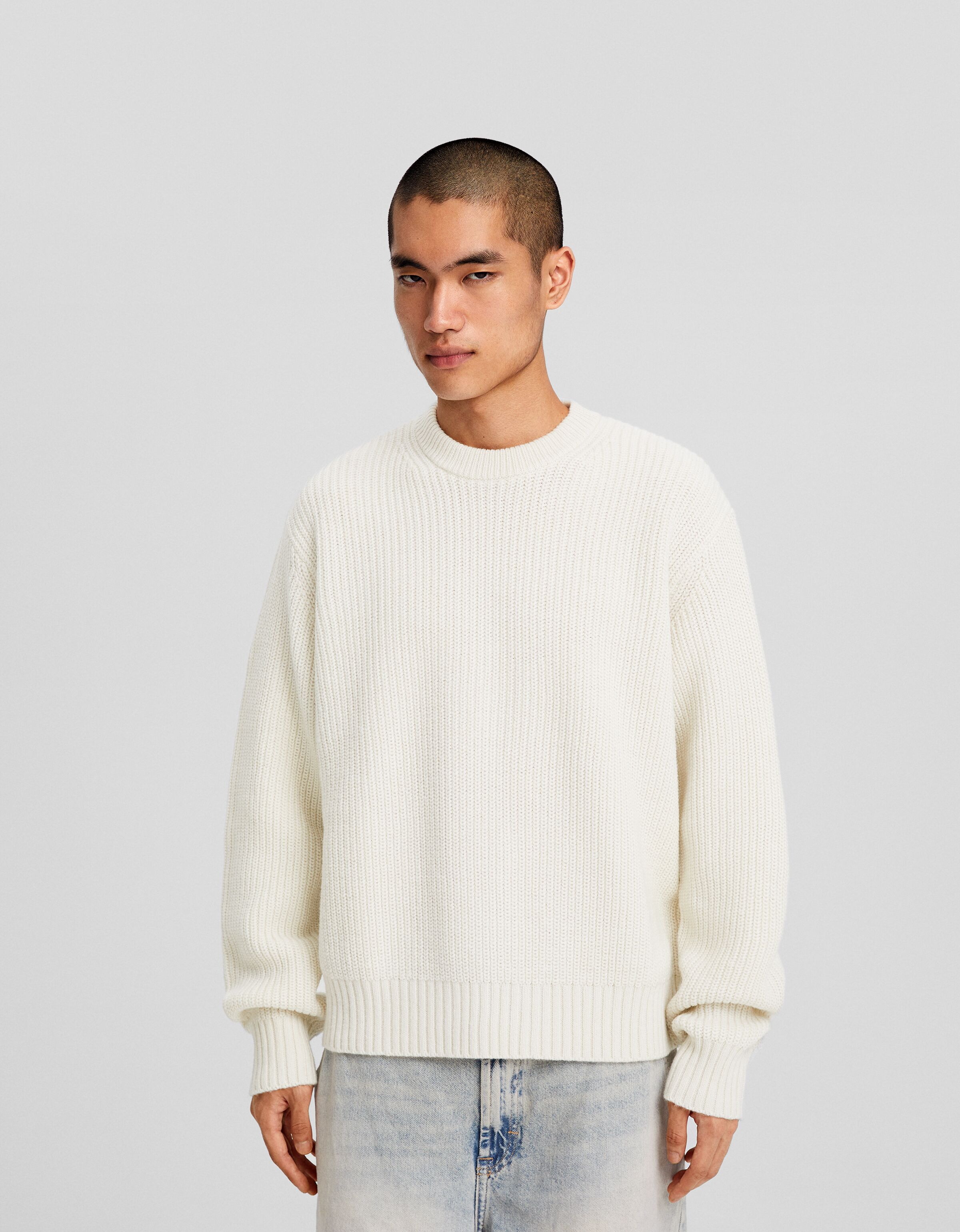 Jersey cuello redondo estructura con lana