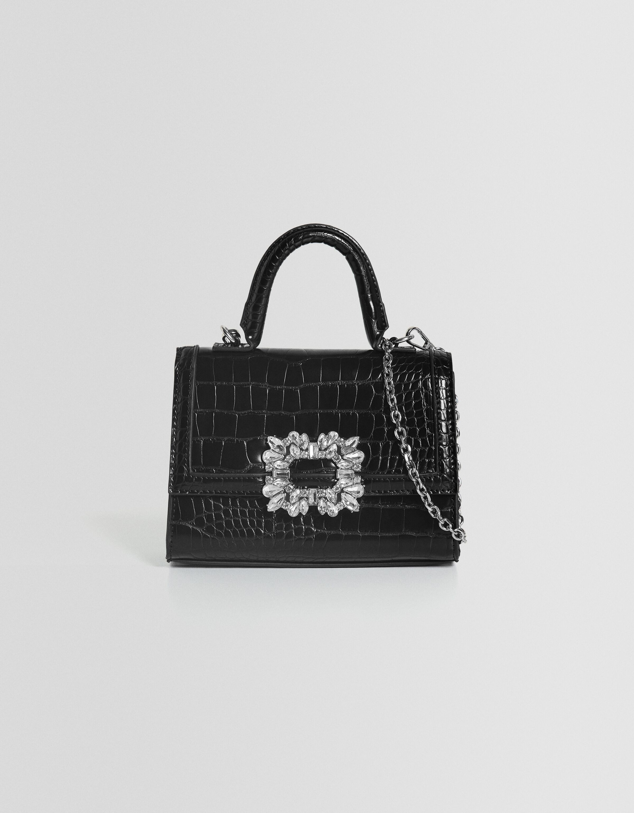 Bolso bandolera multiposición abalorios efecto charol