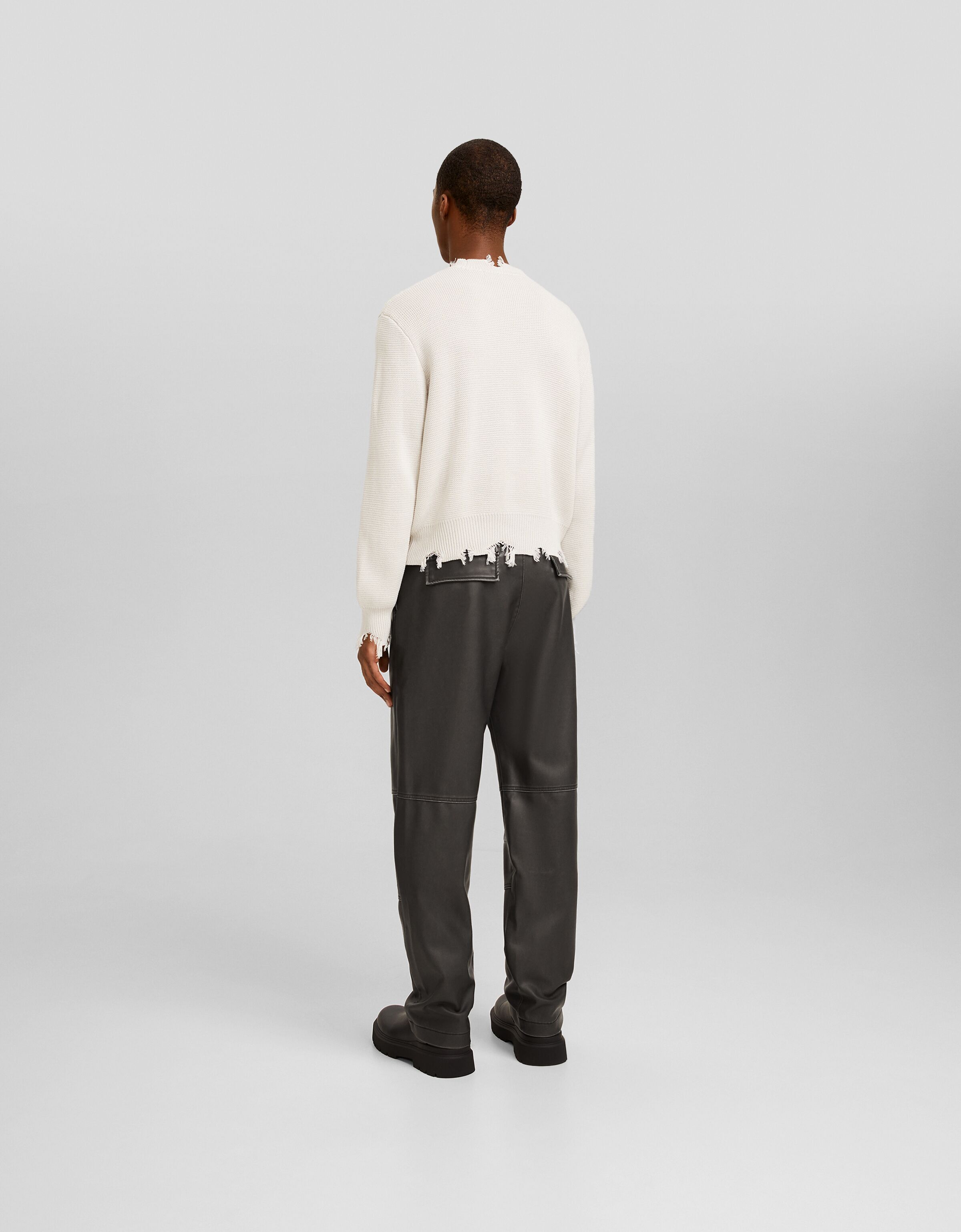 Pantalón wide leg efecto piel desgastada