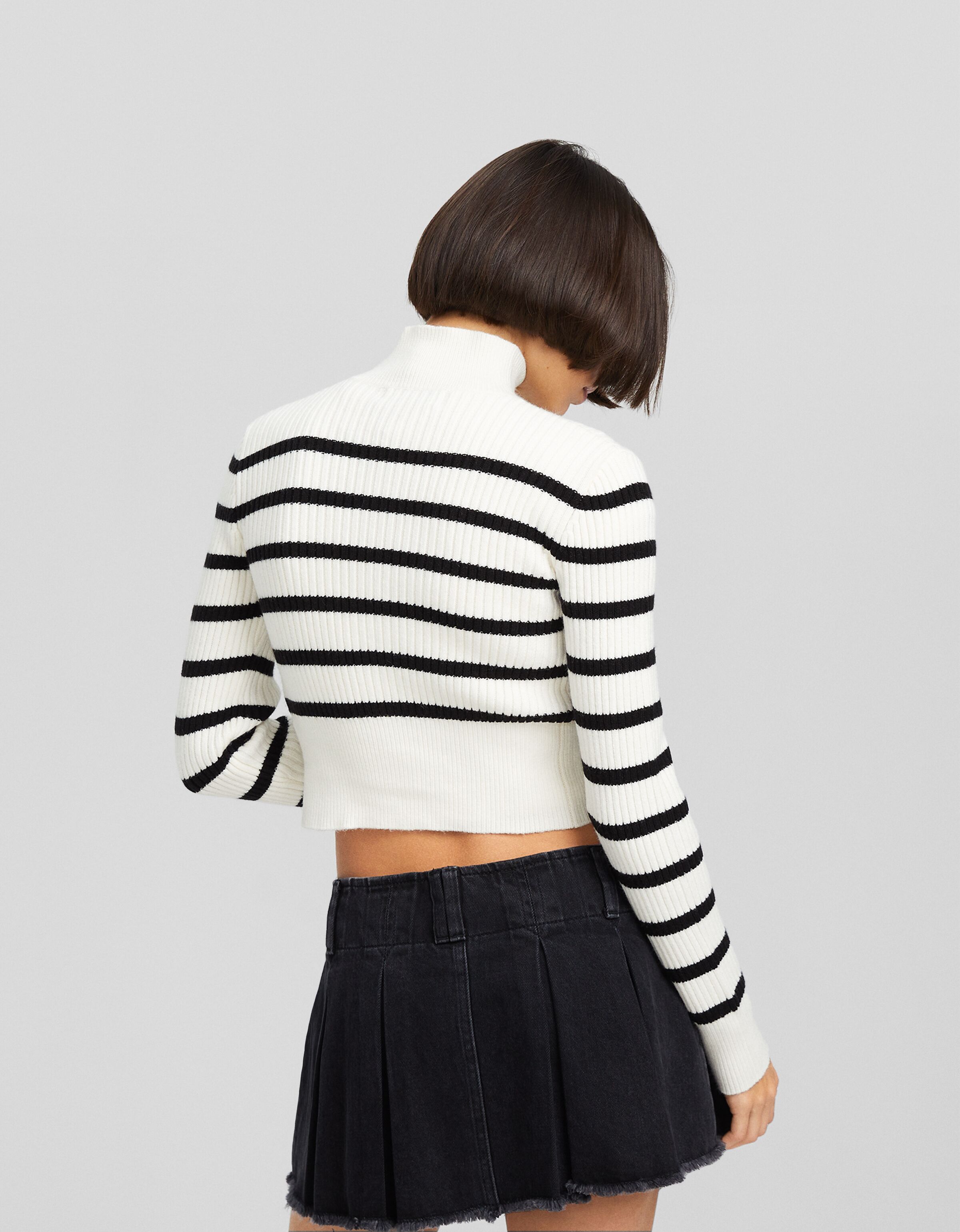 Cárdigan cremallera rayas