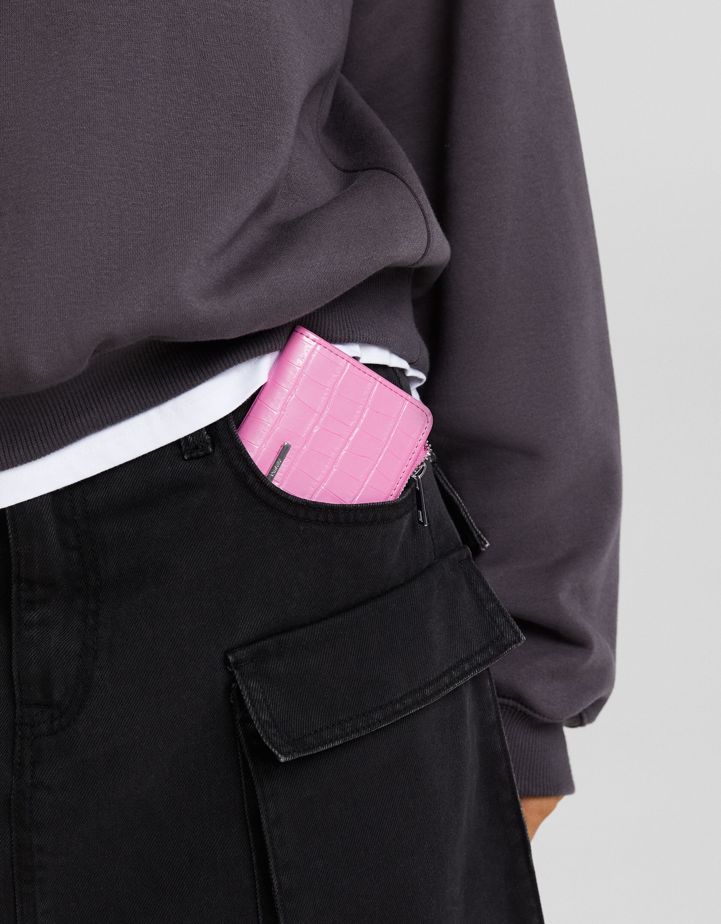 Monedero efecto charol grabado estampado animal