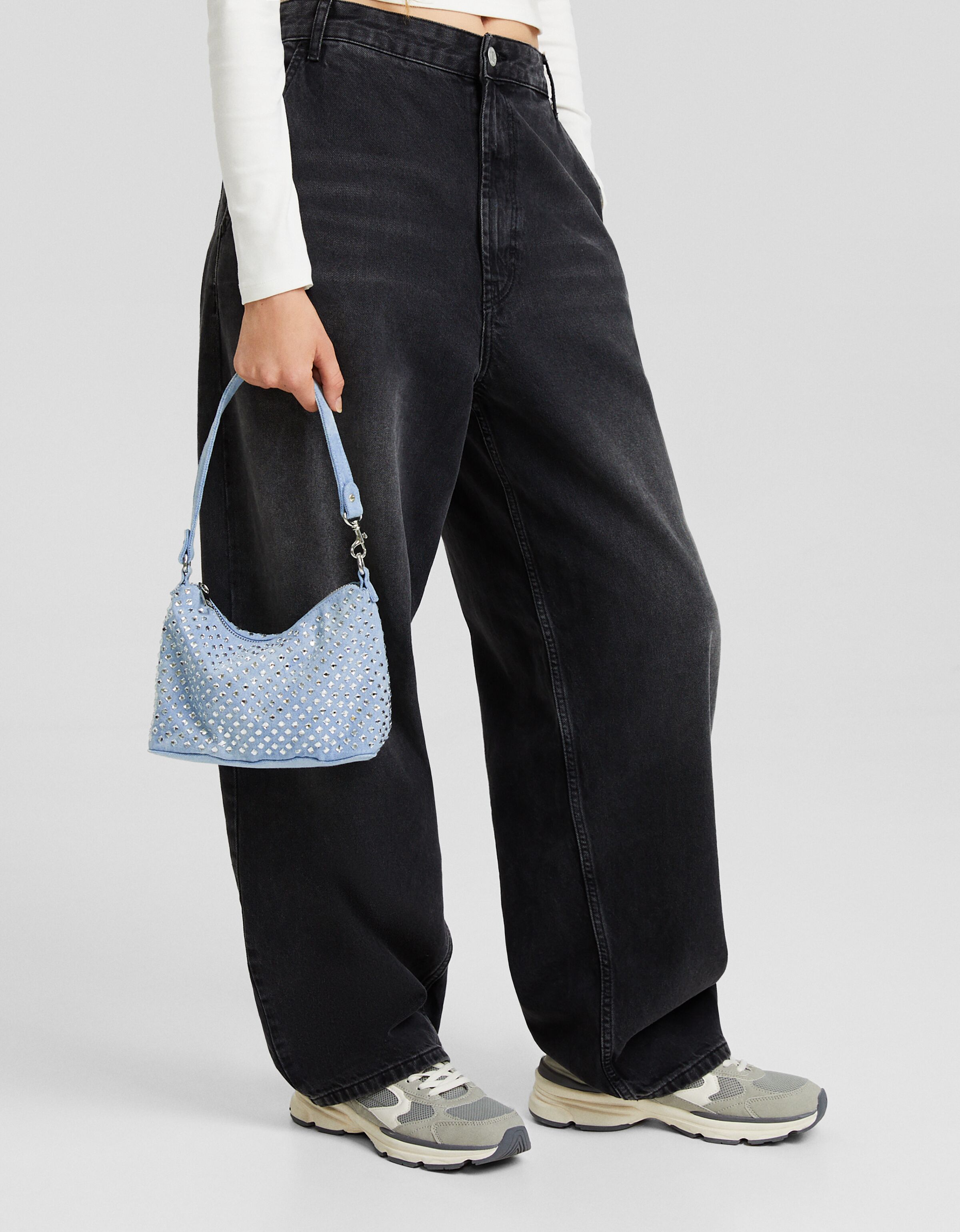 Bolso bandolera denim multiposición strass