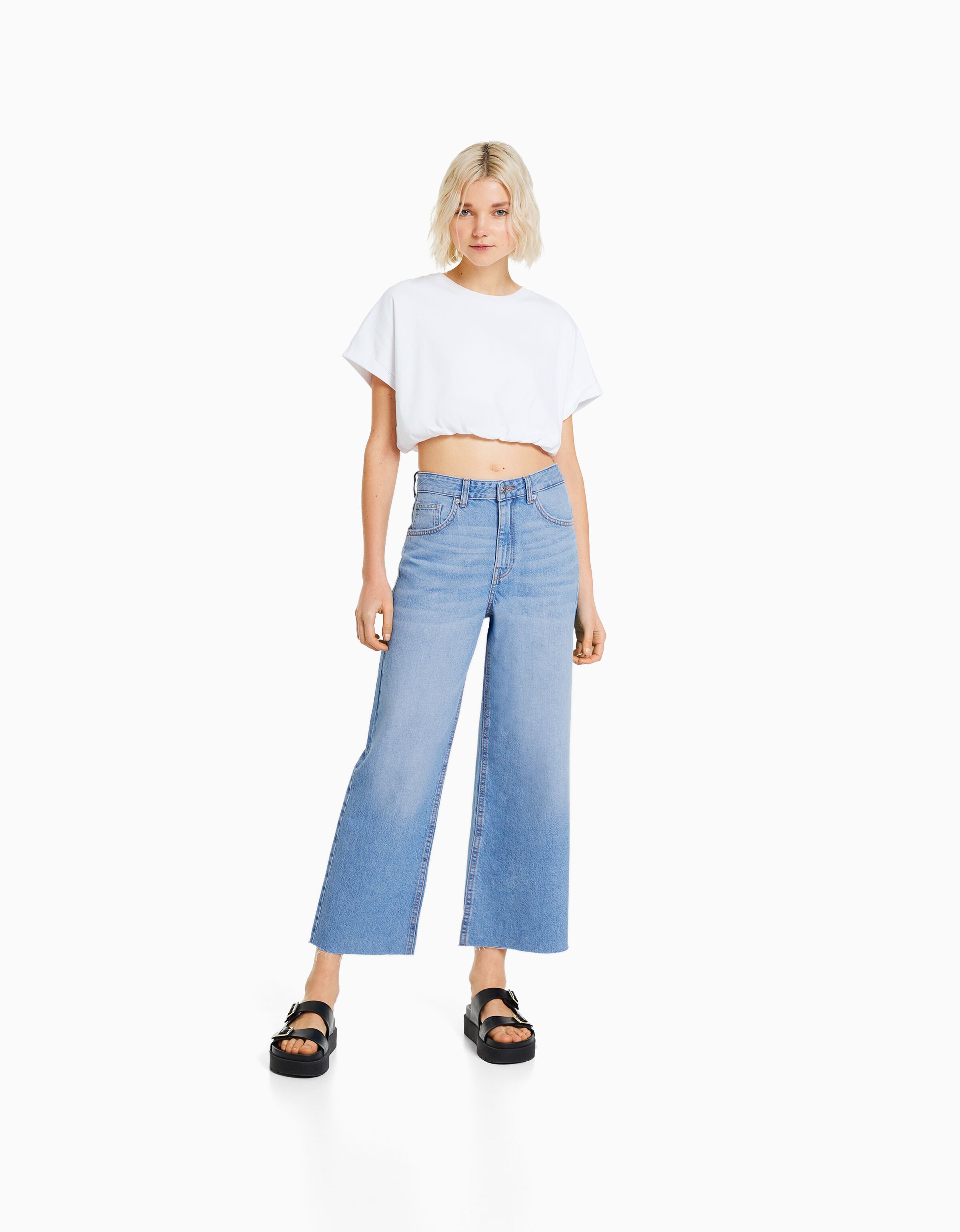 Jeans wide leg cropped