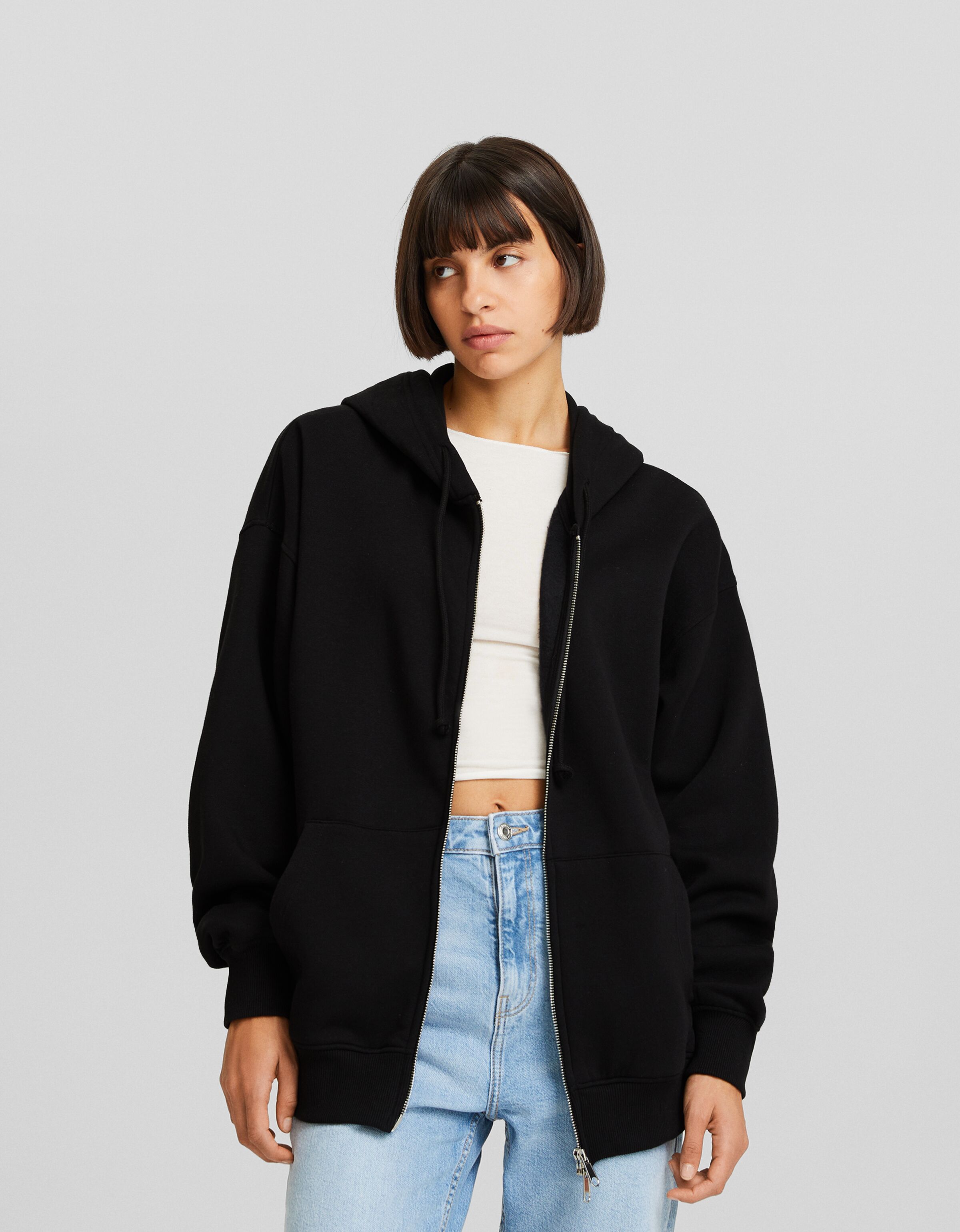 Sudadera cremallera capucha oversize