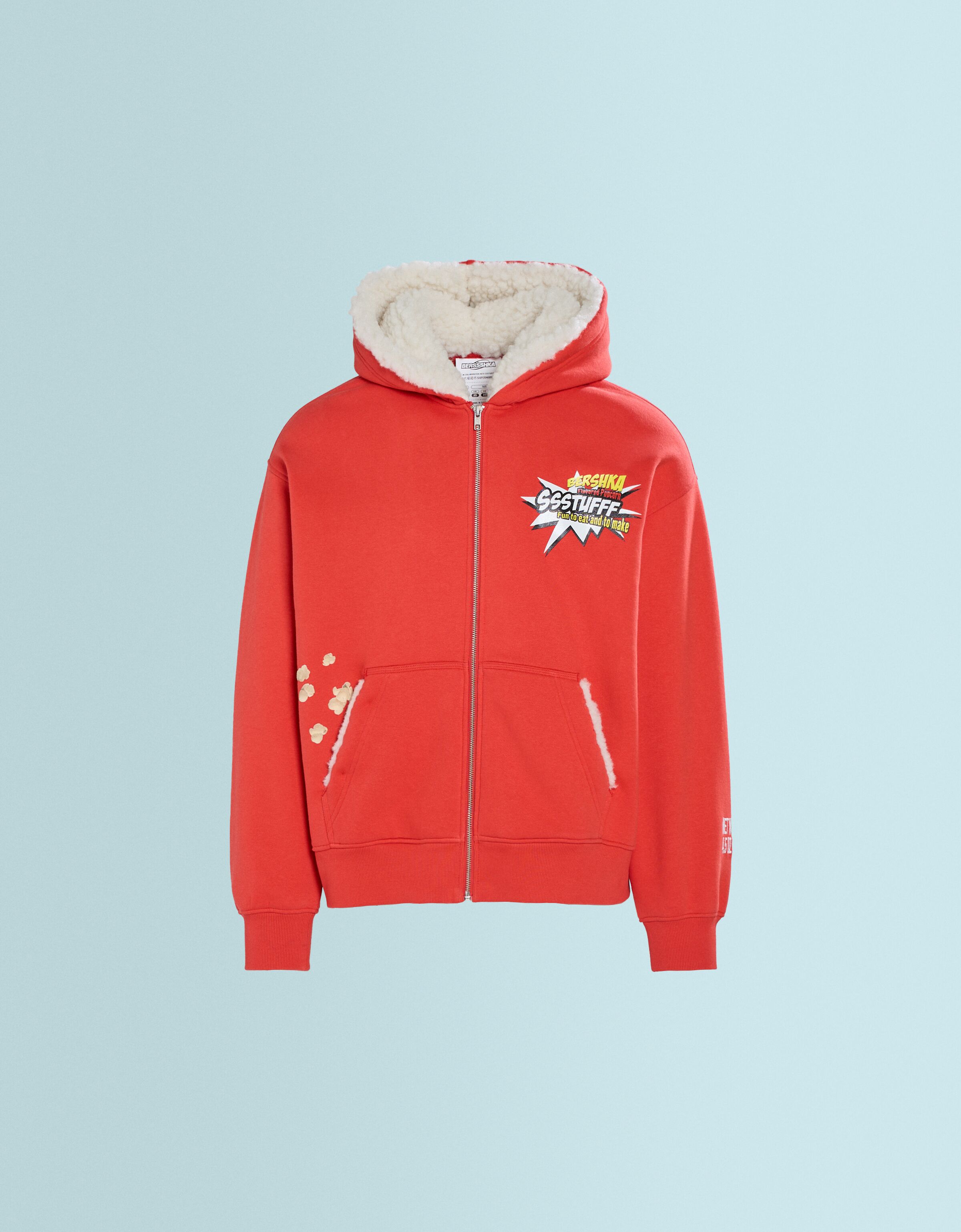 Sudadera SSSTUFFF X BERSHKA cremallera capucha borreguillo print
