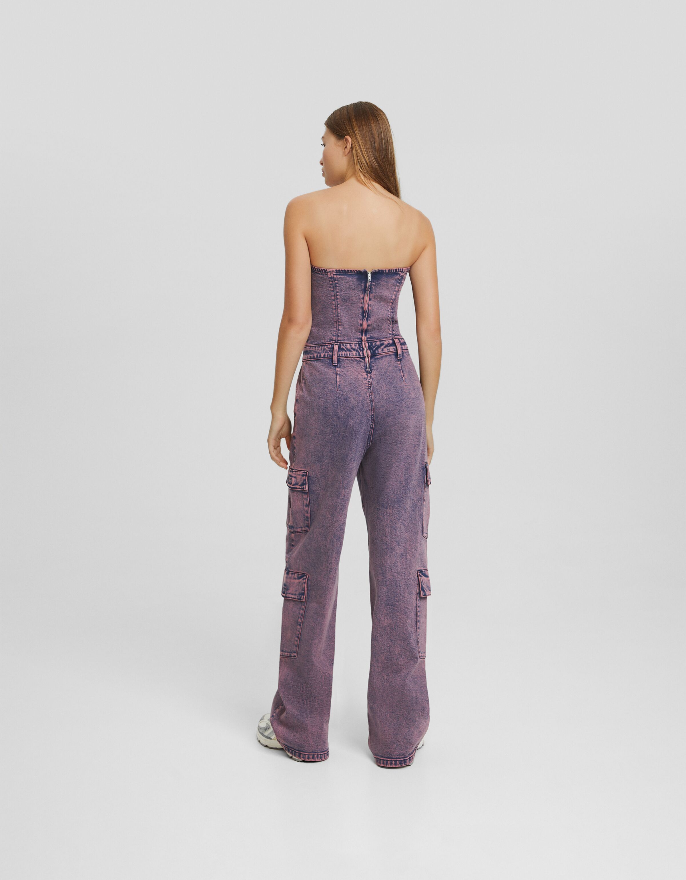 Mono denim largo cargo bandeau overdyed