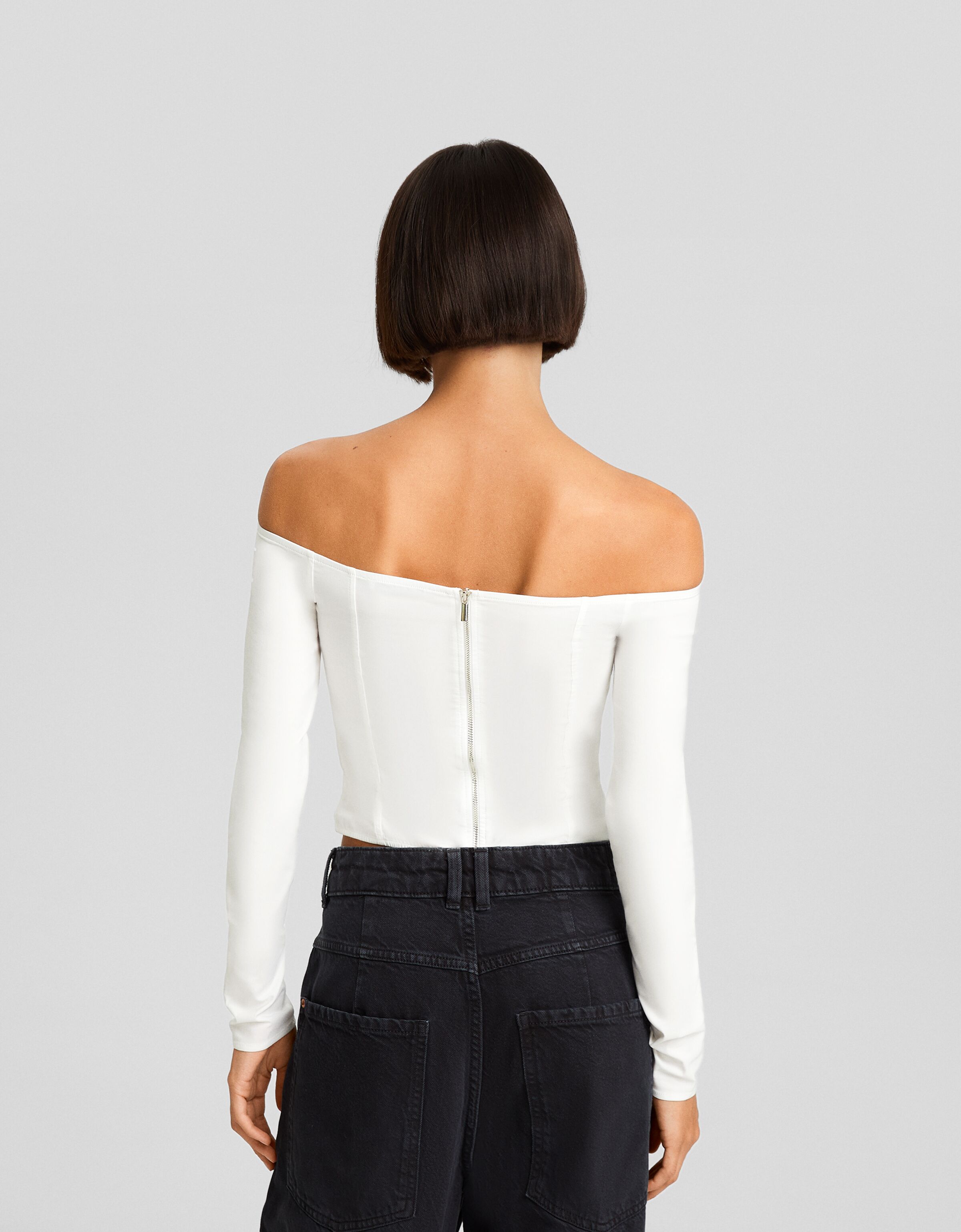 Blusa manga larga cut out bengalina