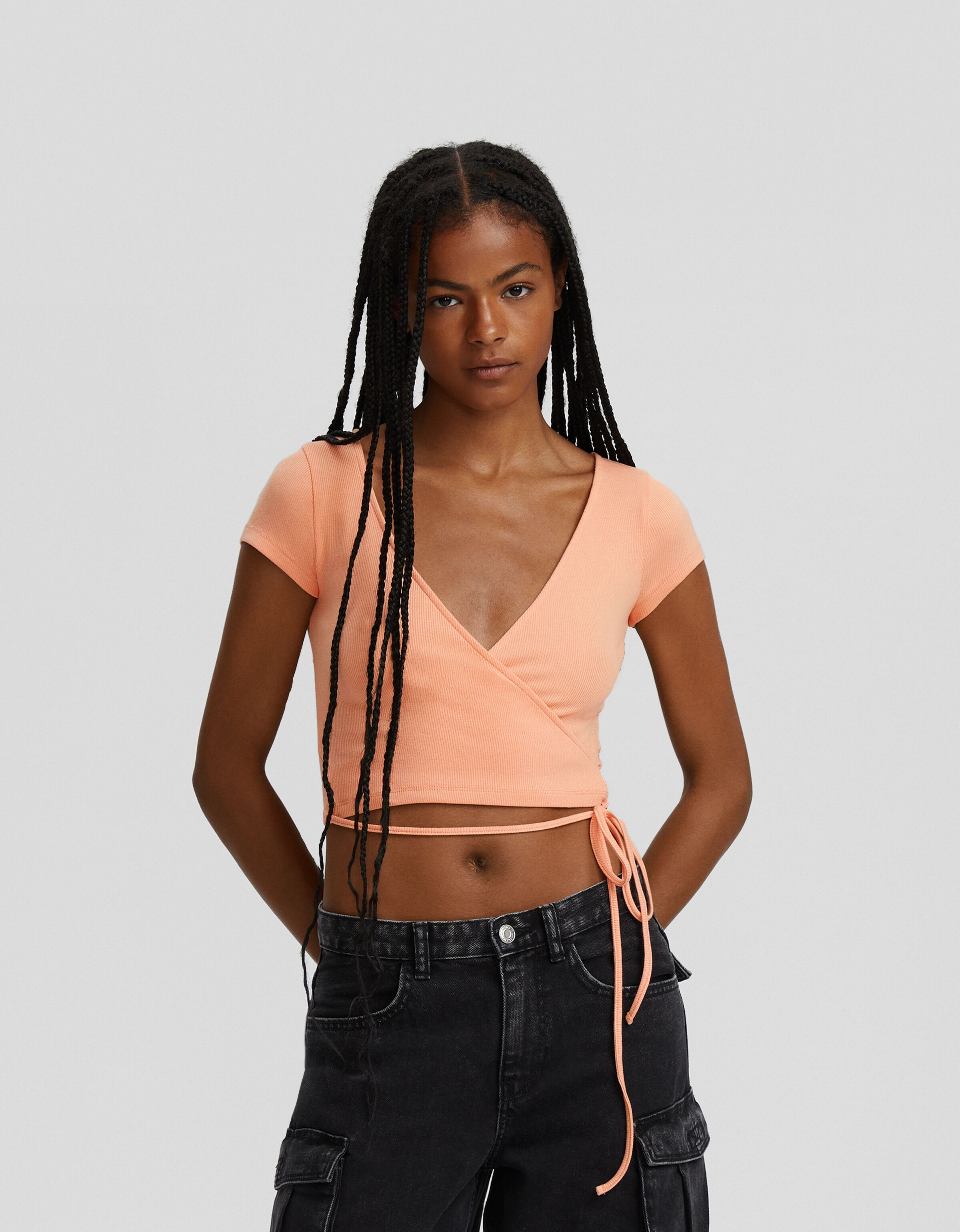 Camiseta manga corta bailarina rib