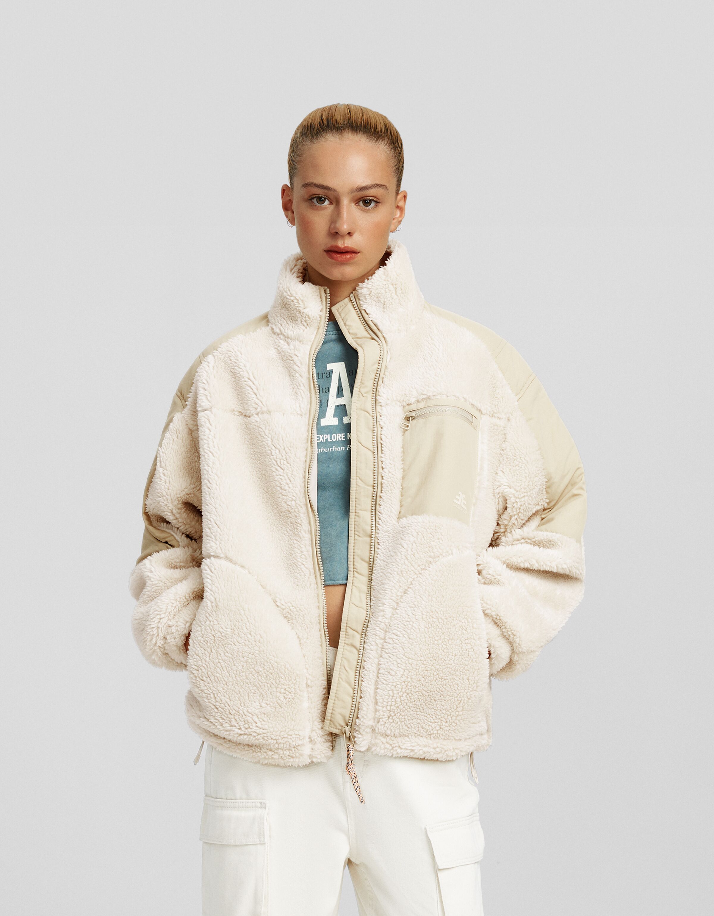 Cazadora borreguillo con nylon