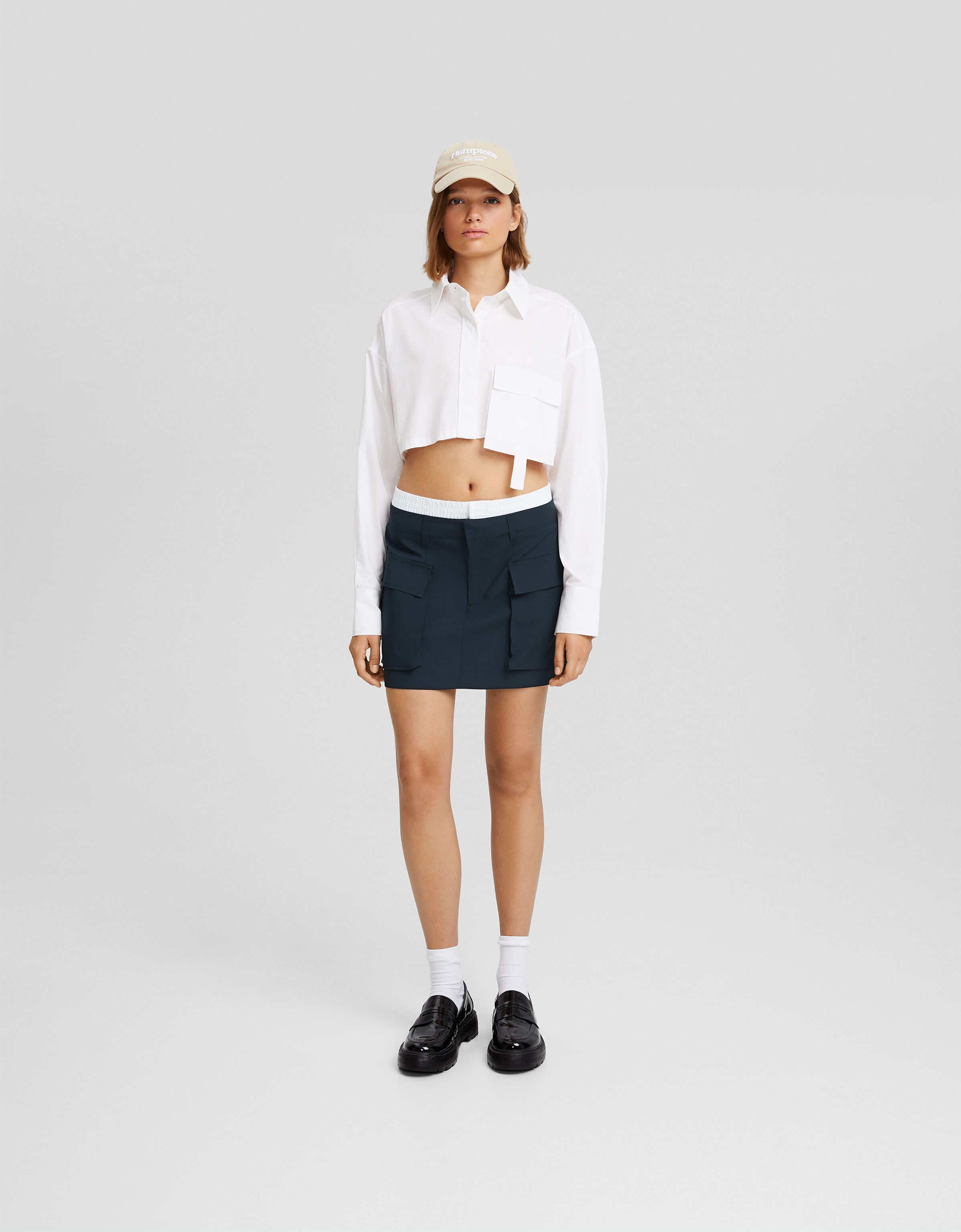 Falda mini cargo cintura underwear