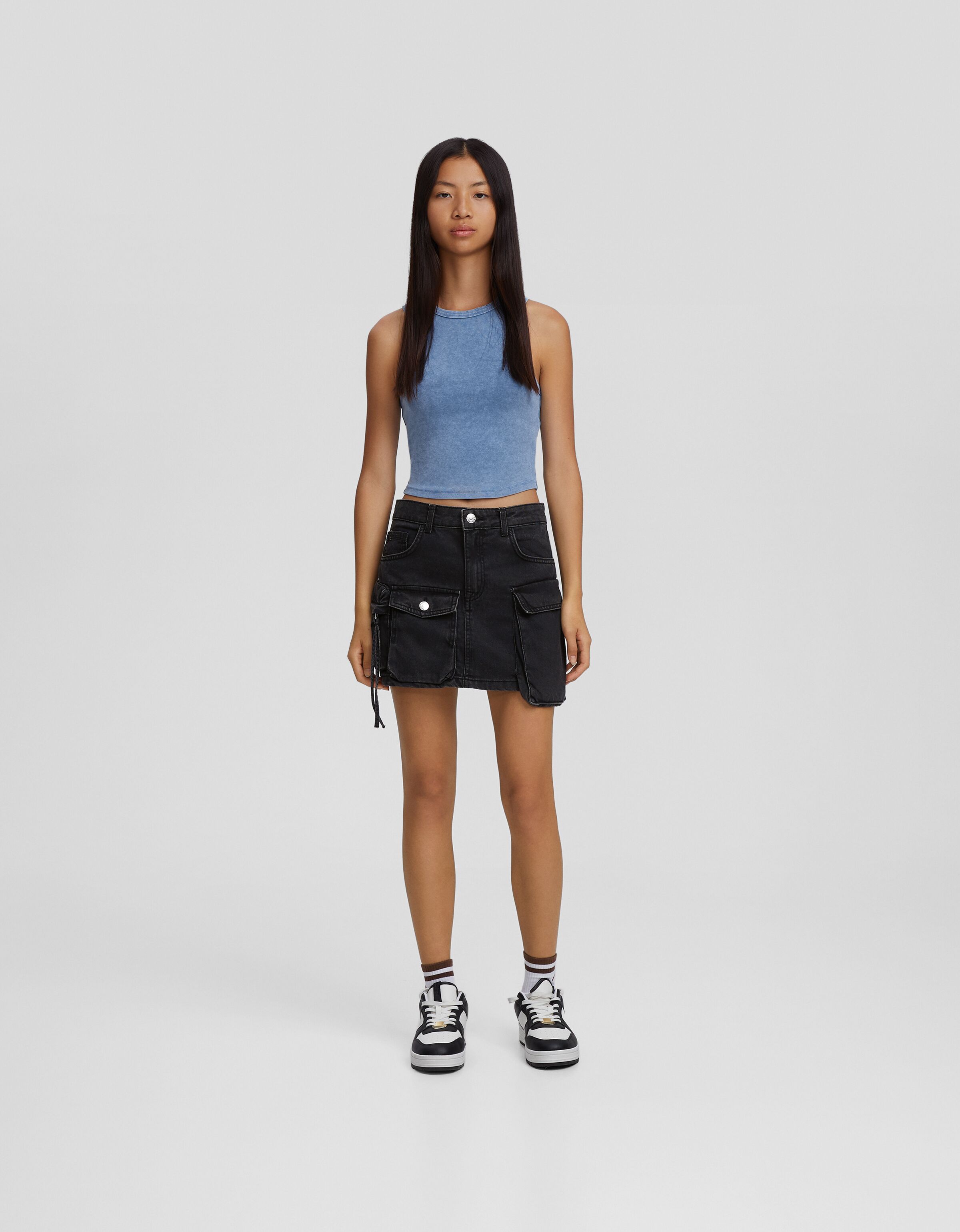 Falda mini sarga multipocket