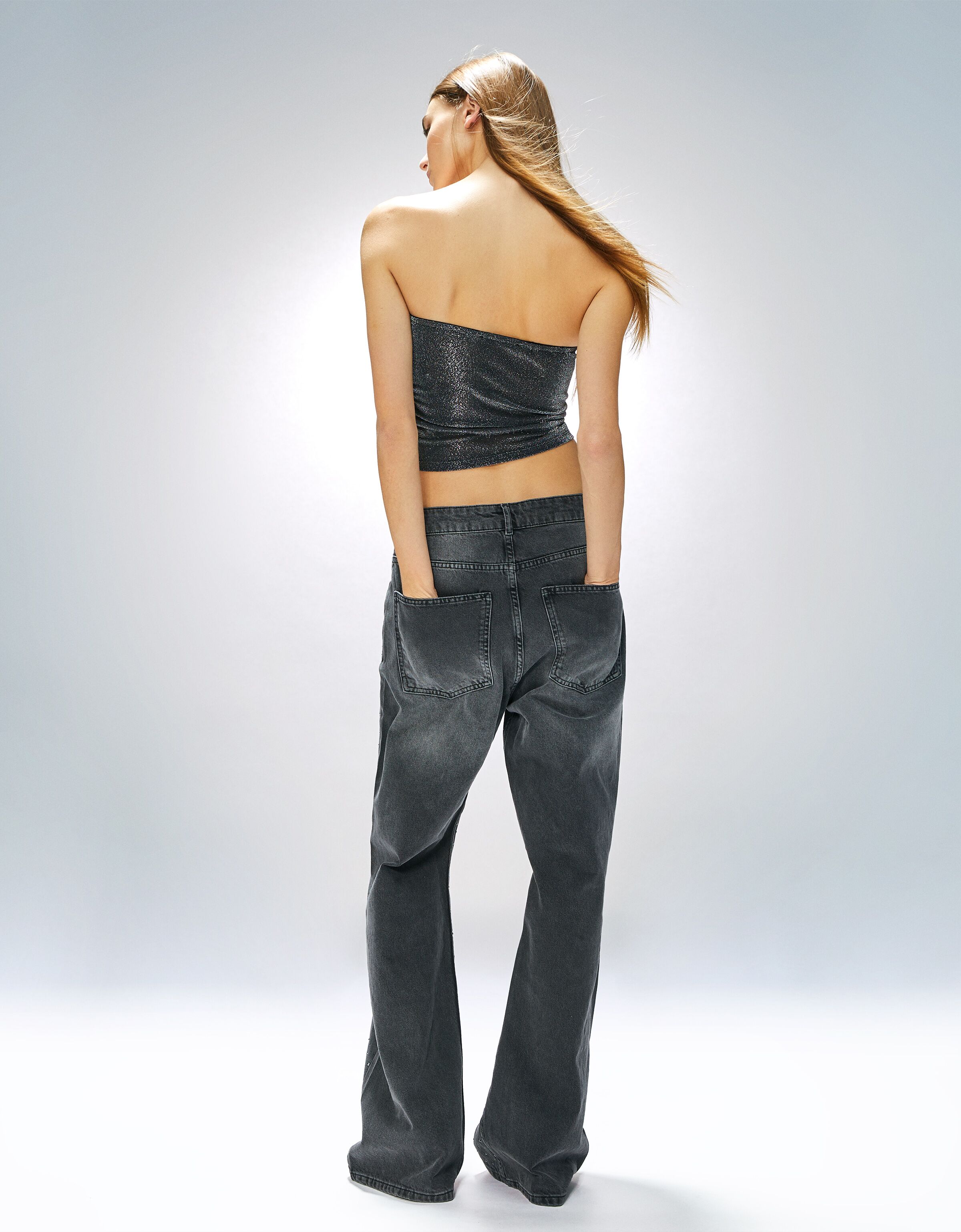 Top bandeau brillo frunce