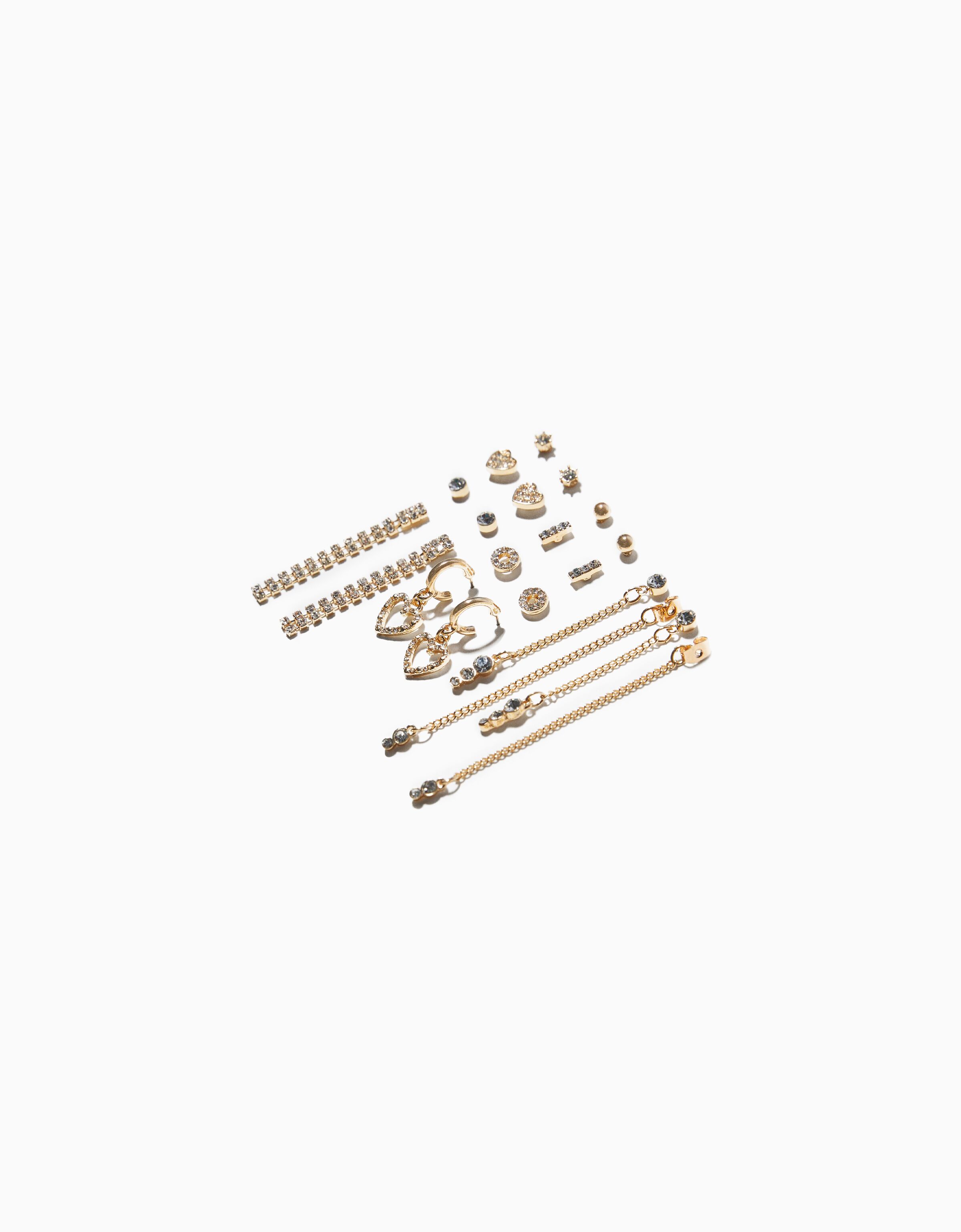 Set 9 pendientes cascada pedrería