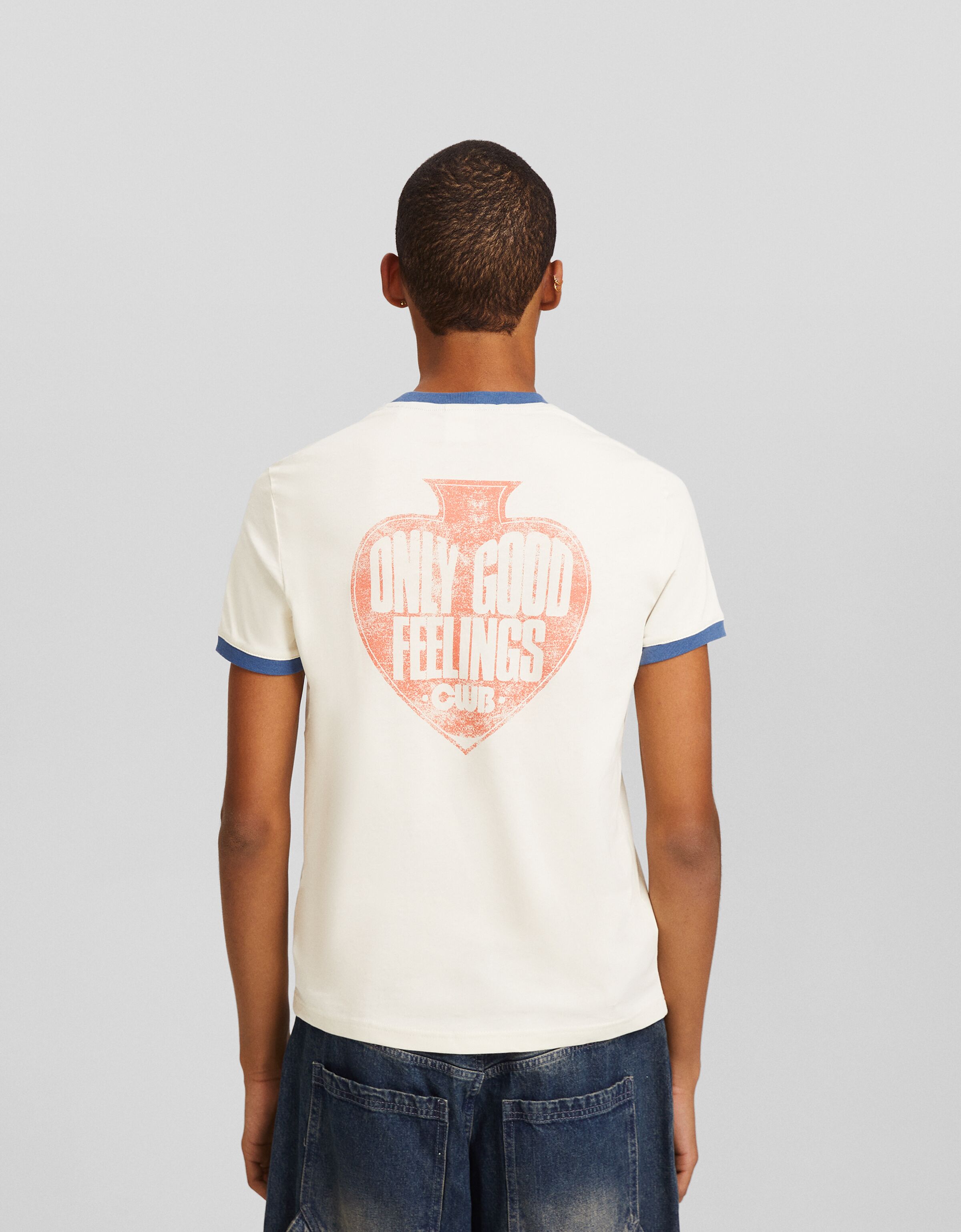 Camiseta manga corta rib retro print