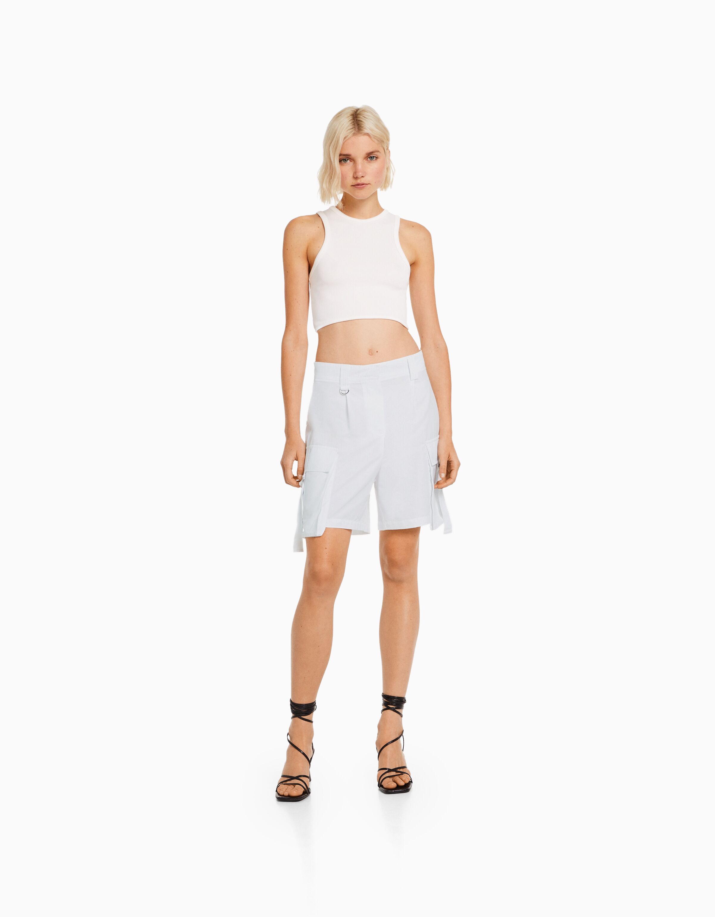 Bermuda con algodón bolsillos tiras