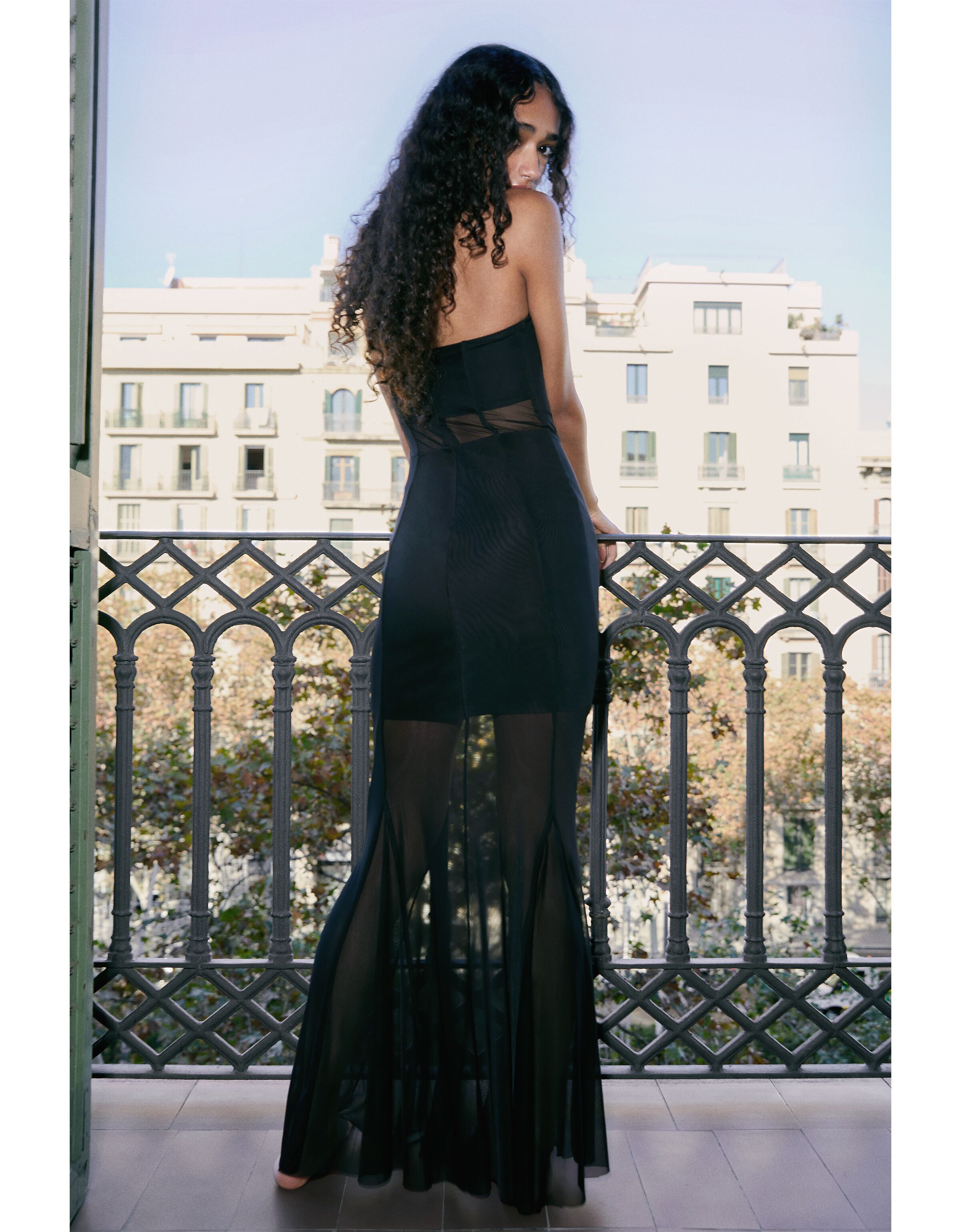 Vestido largo bandeau tul