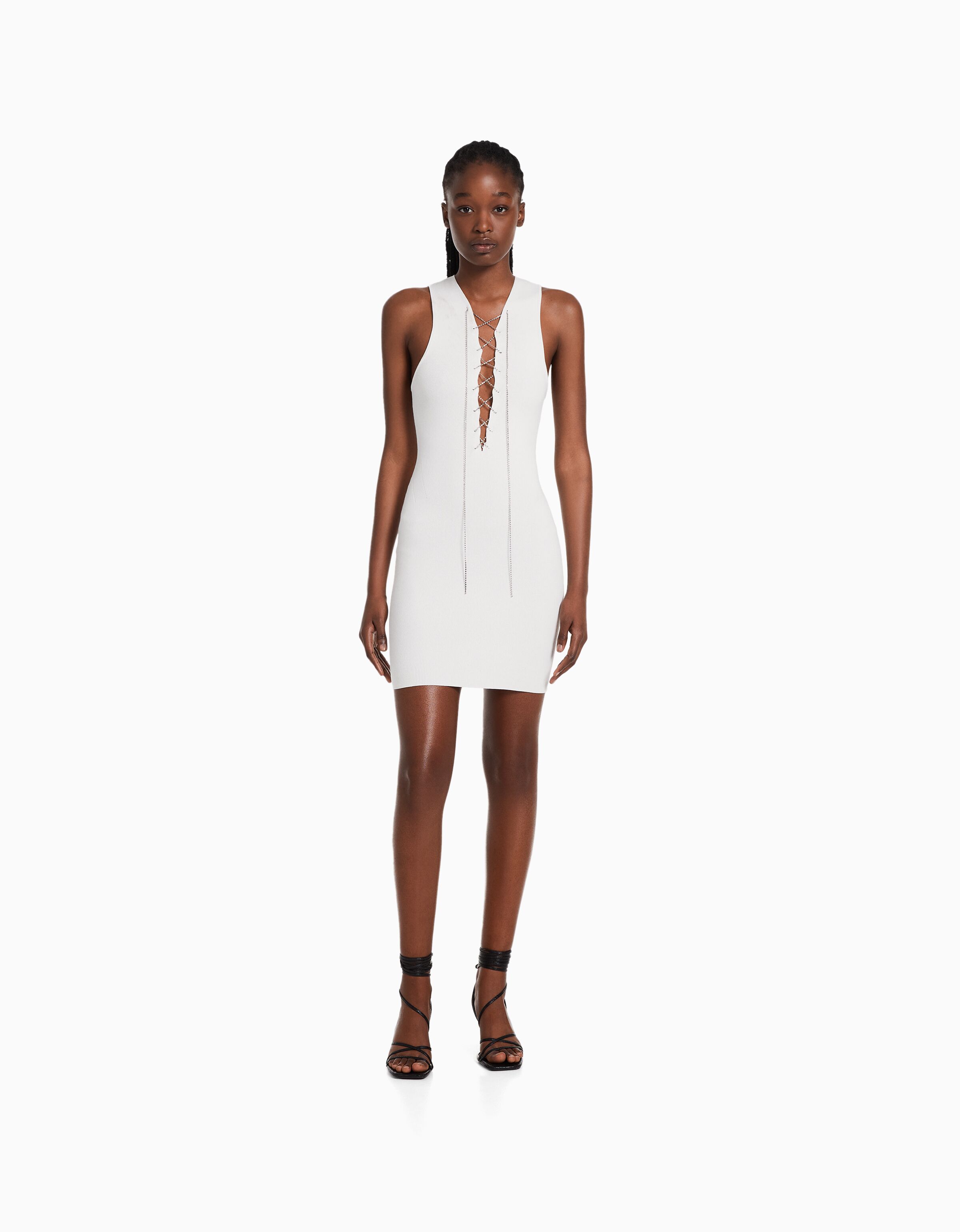 Vestido mini sin mangas punto strass