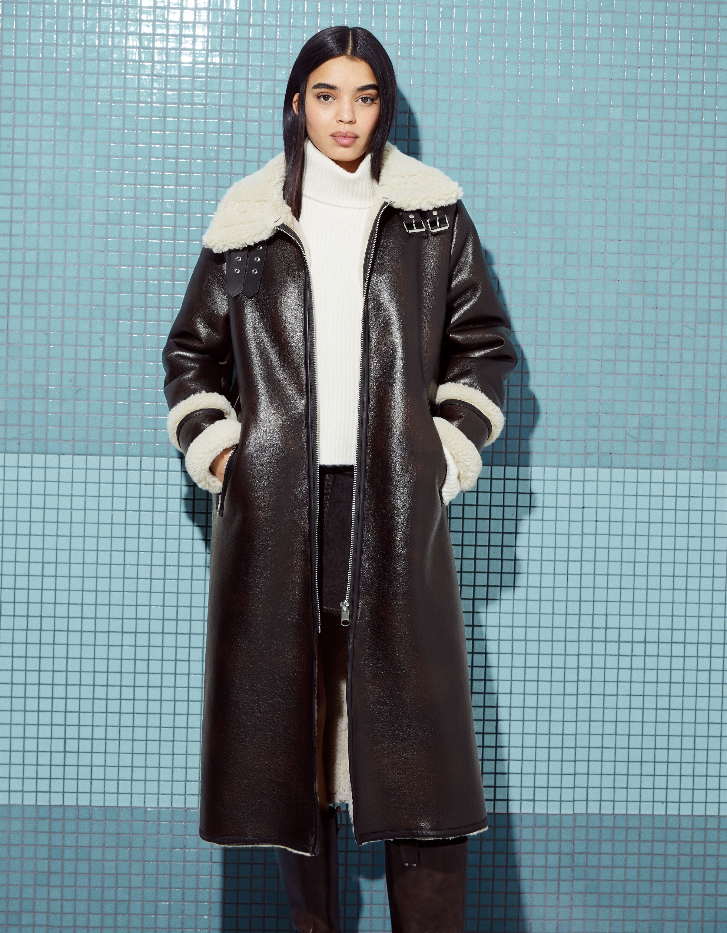 Abrigo largo doble faz