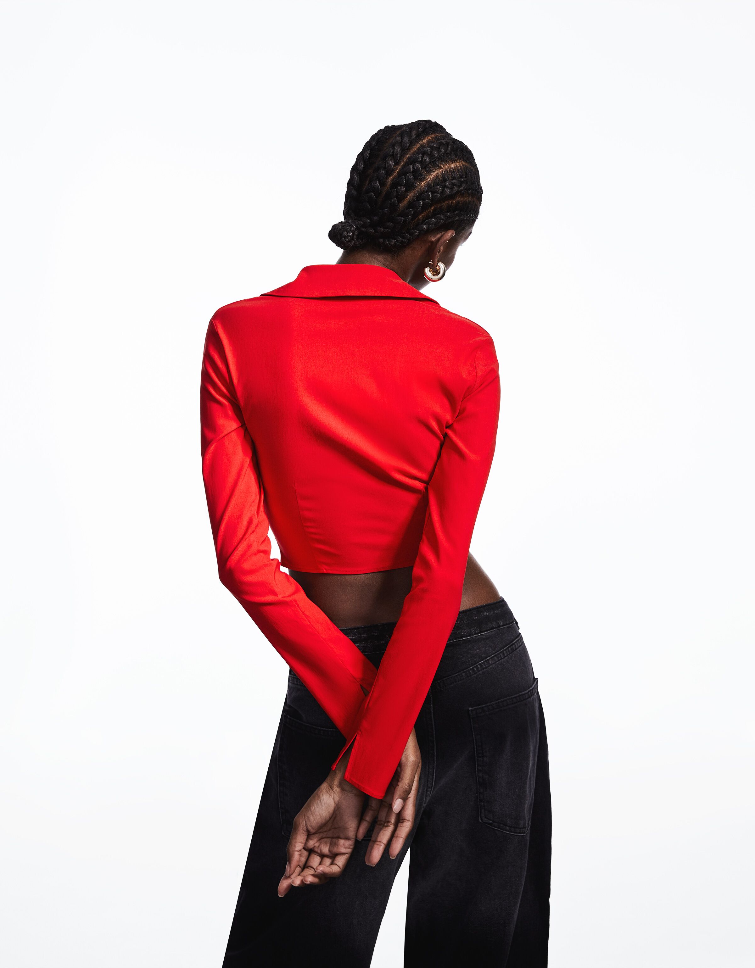 Blusa manga larga bengalina cremallera