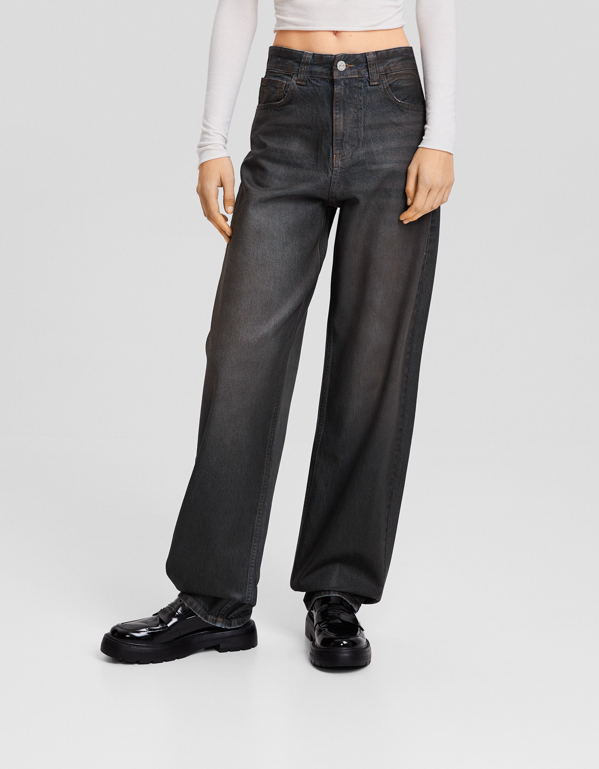 Jeans wide leg balloon coating