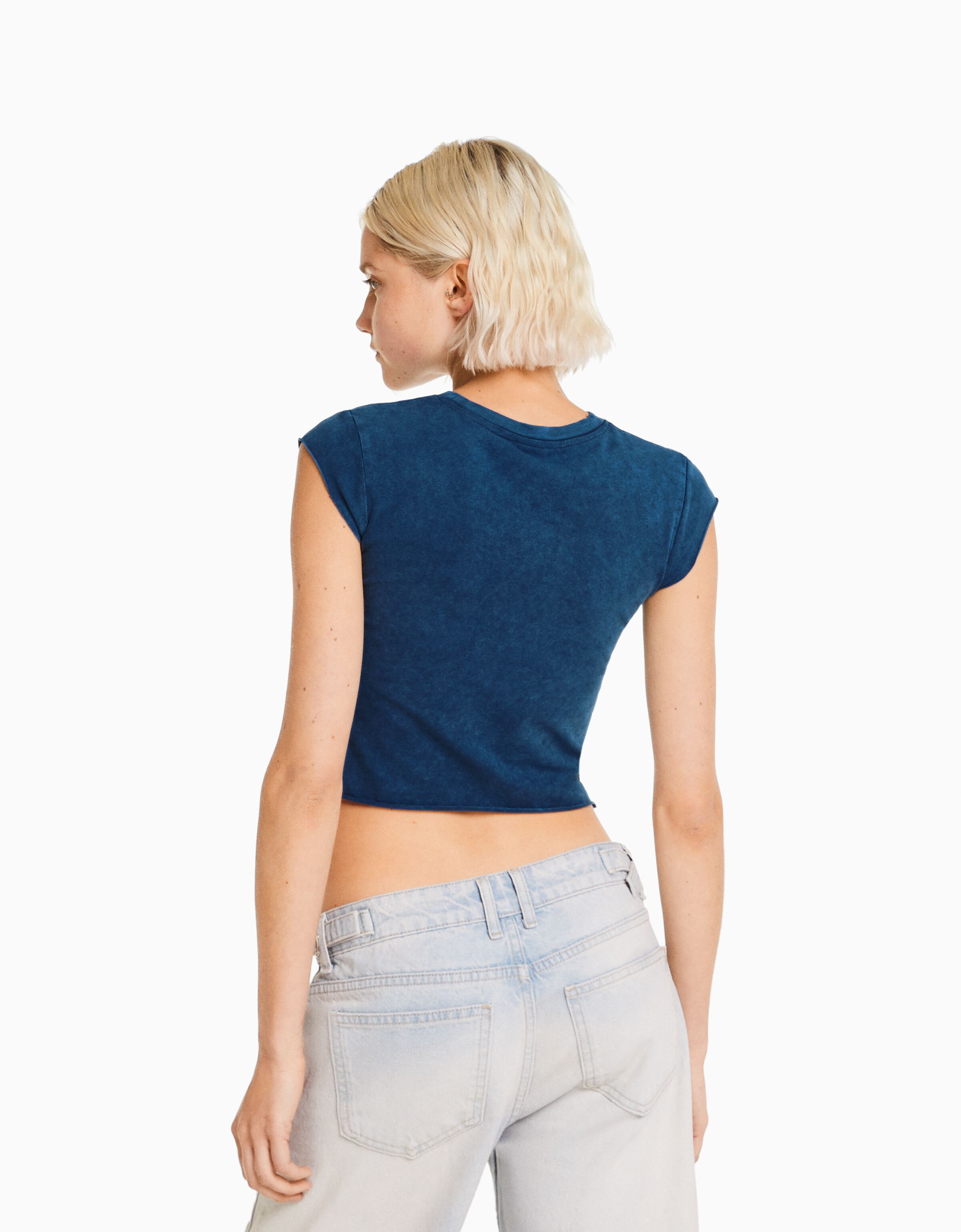 Camiseta manga corta cropped print