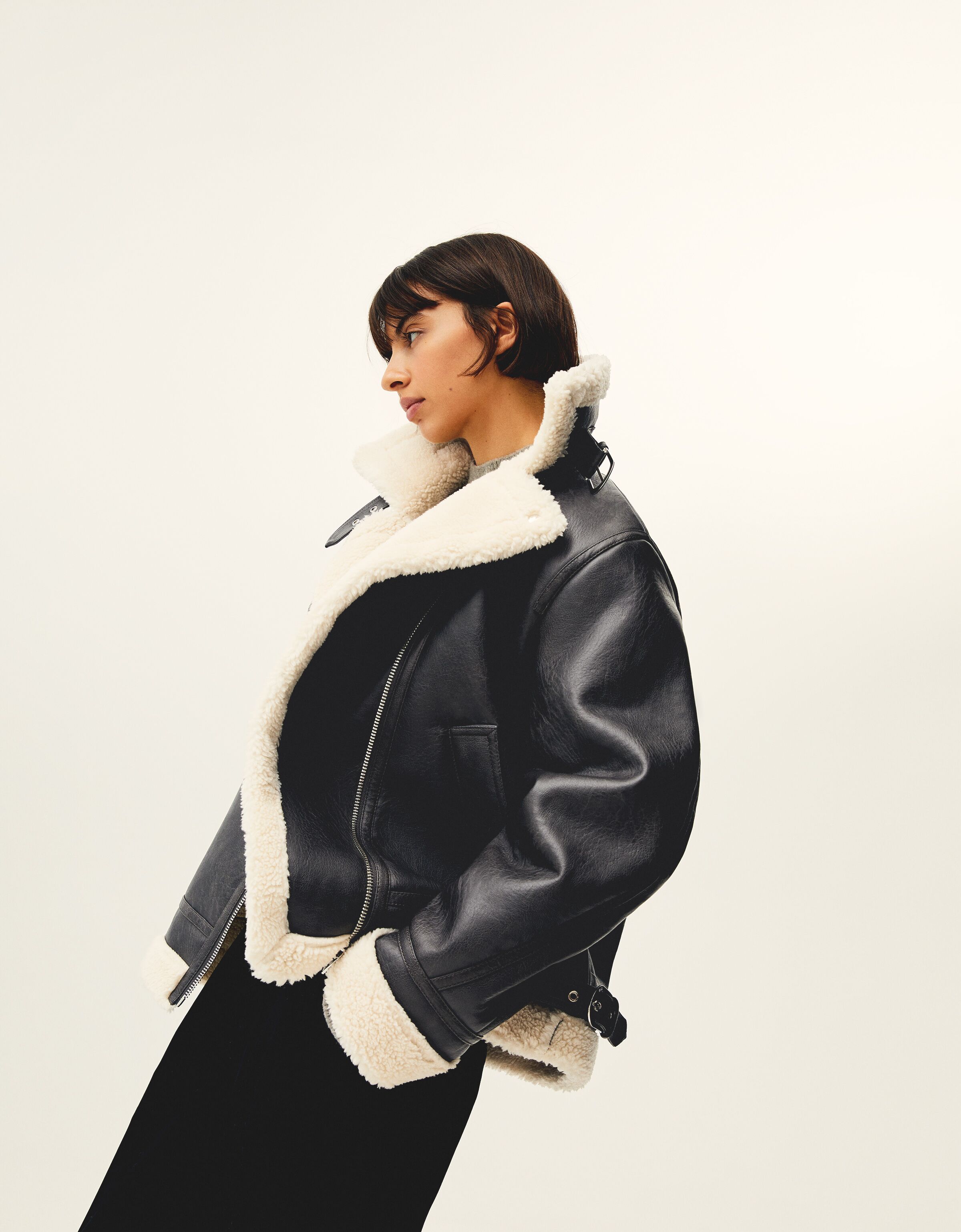 Cazadora biker doble faz oversize