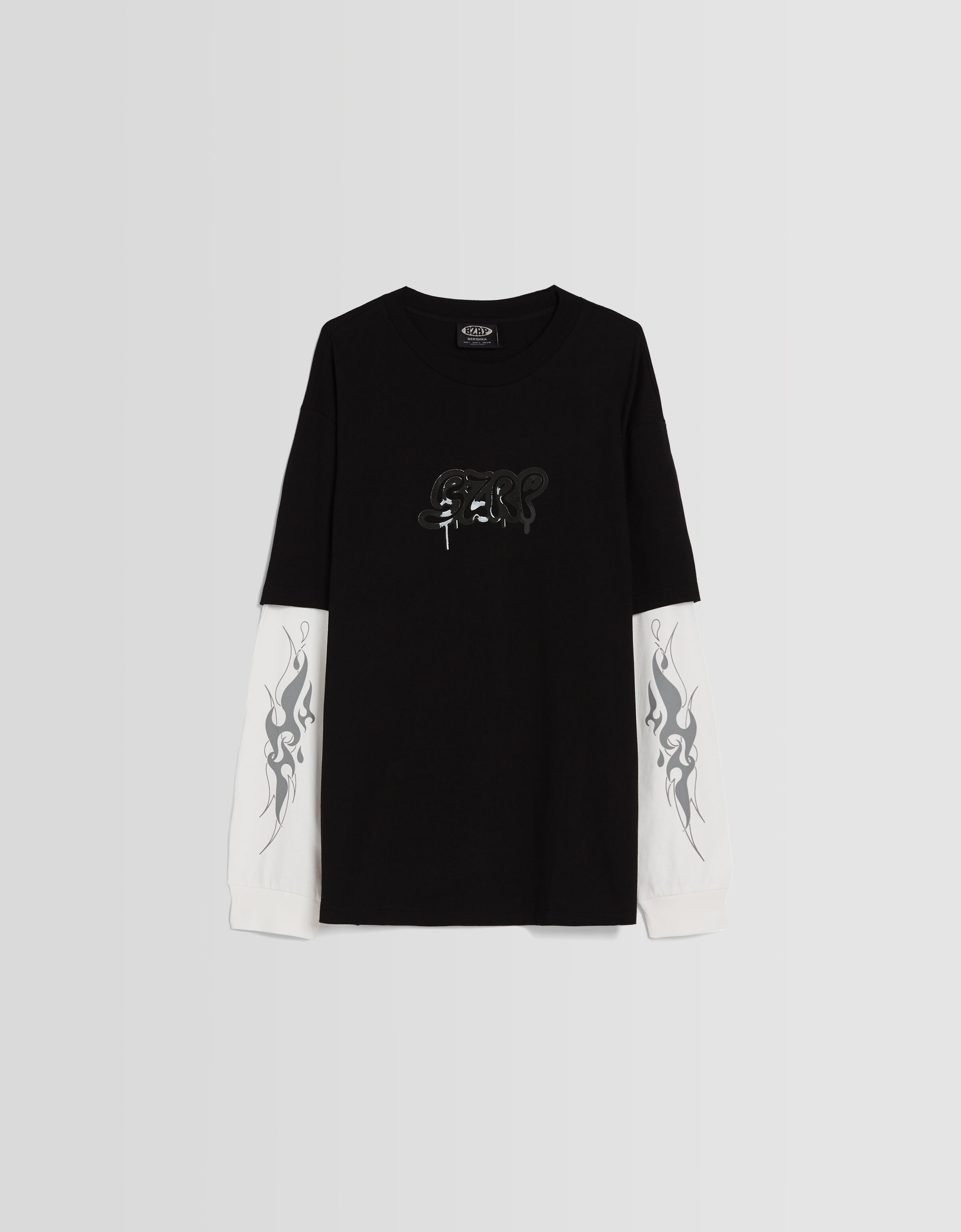 Camiseta BERSHKA ft. BIZARRAP manga larga print