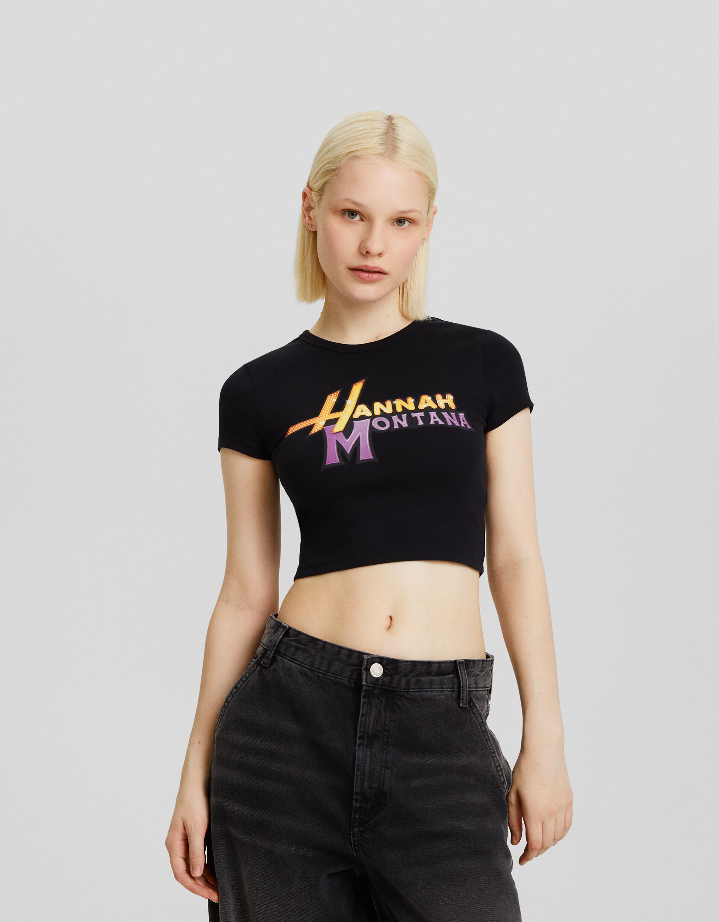 Camiseta Hannah Montana manga corta cropped print