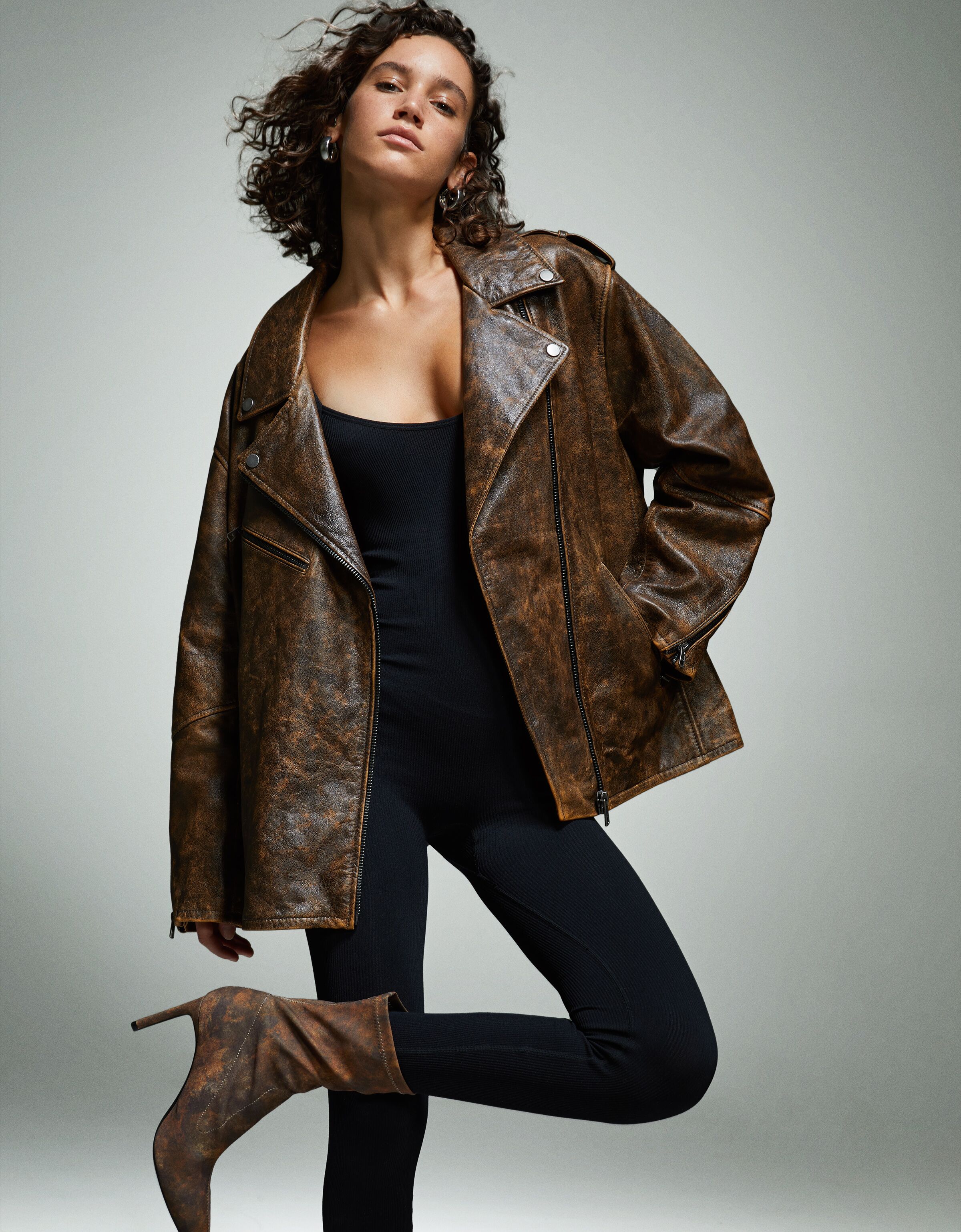 Botines tacón ajustados print efecto óxido