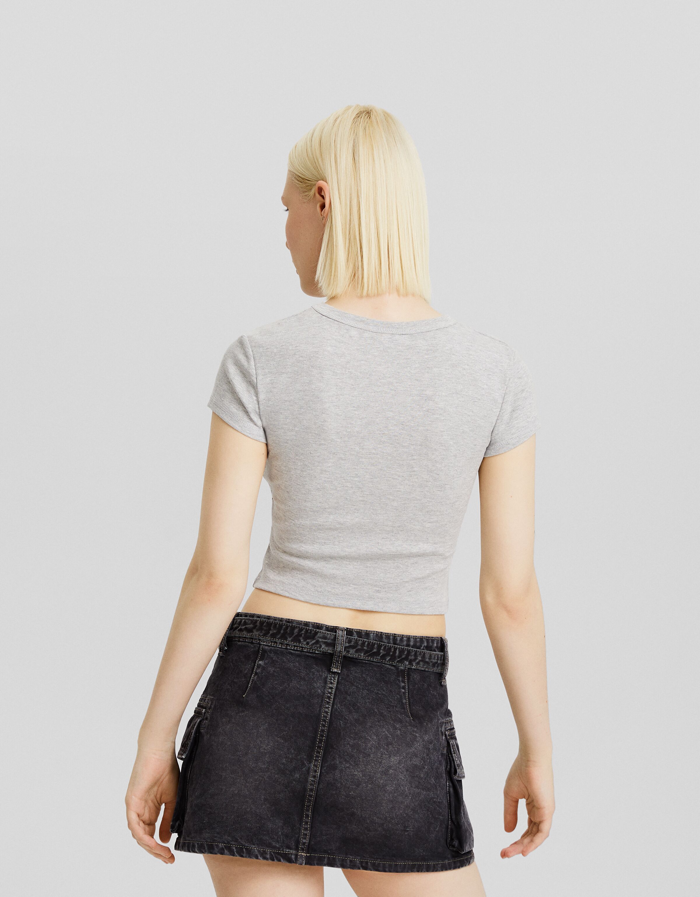 Camiseta manga corta rib print