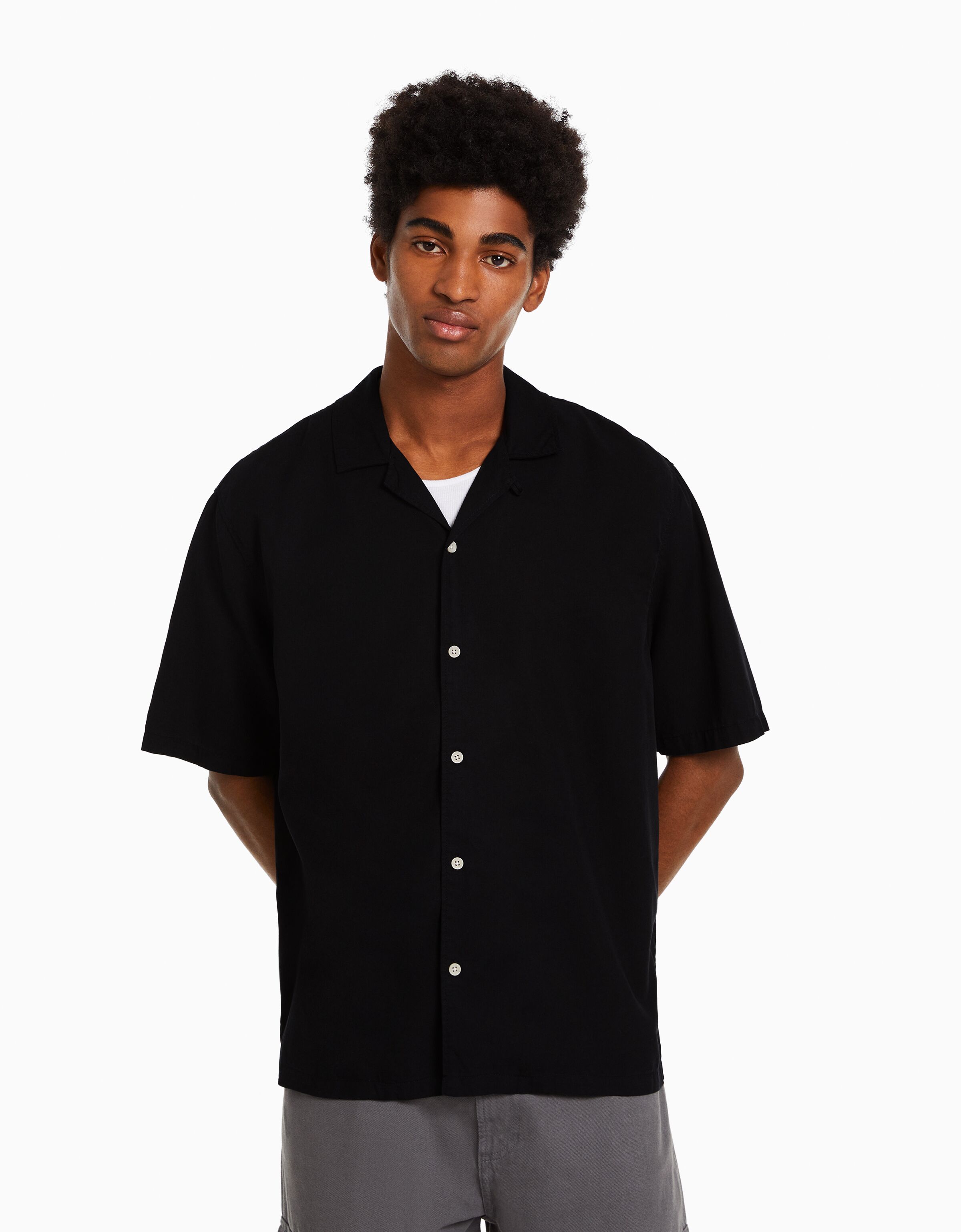 Camisa manga corta relaxed fit rústica