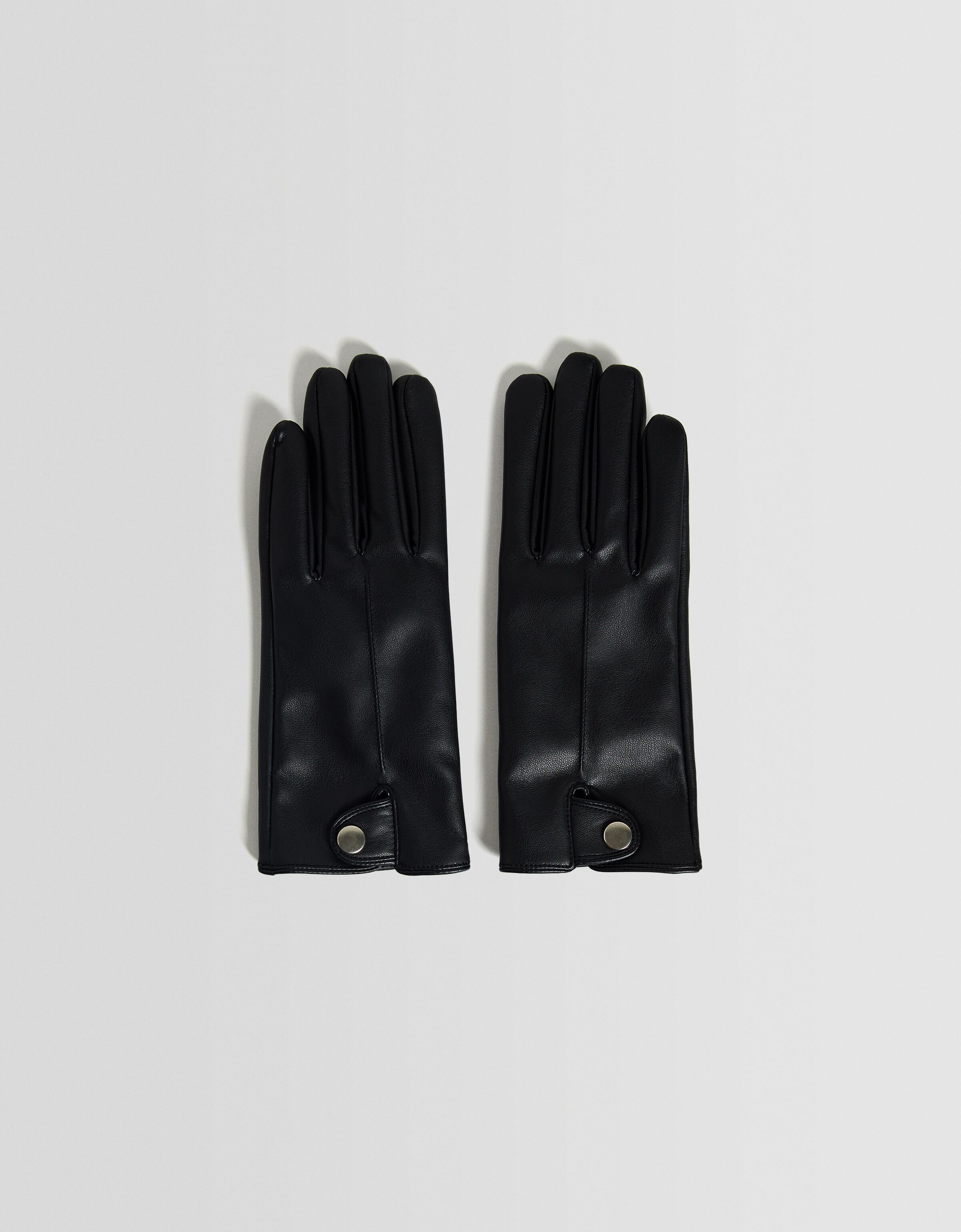 Guantes efecto piel botón