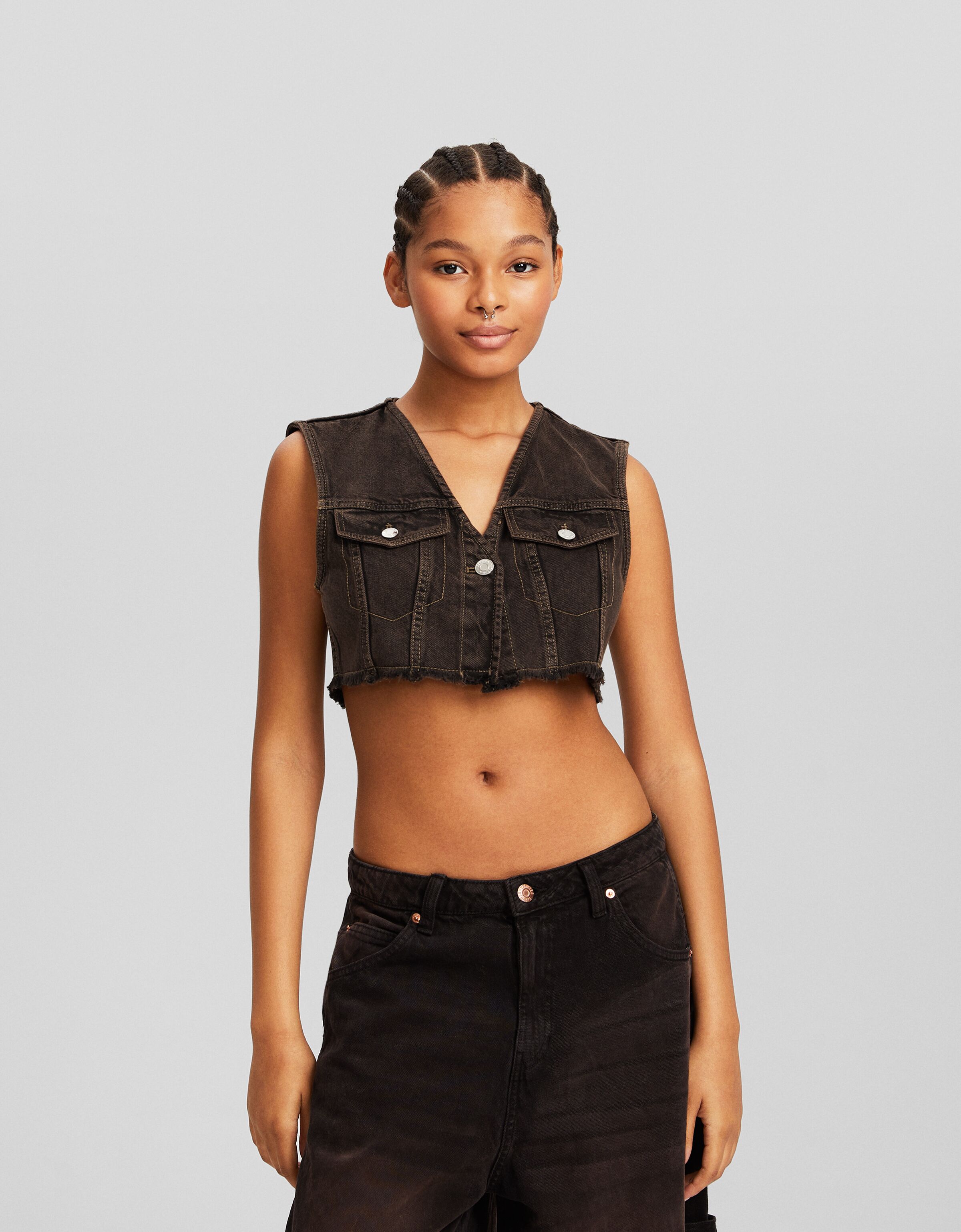 Chaleco cropped algodón