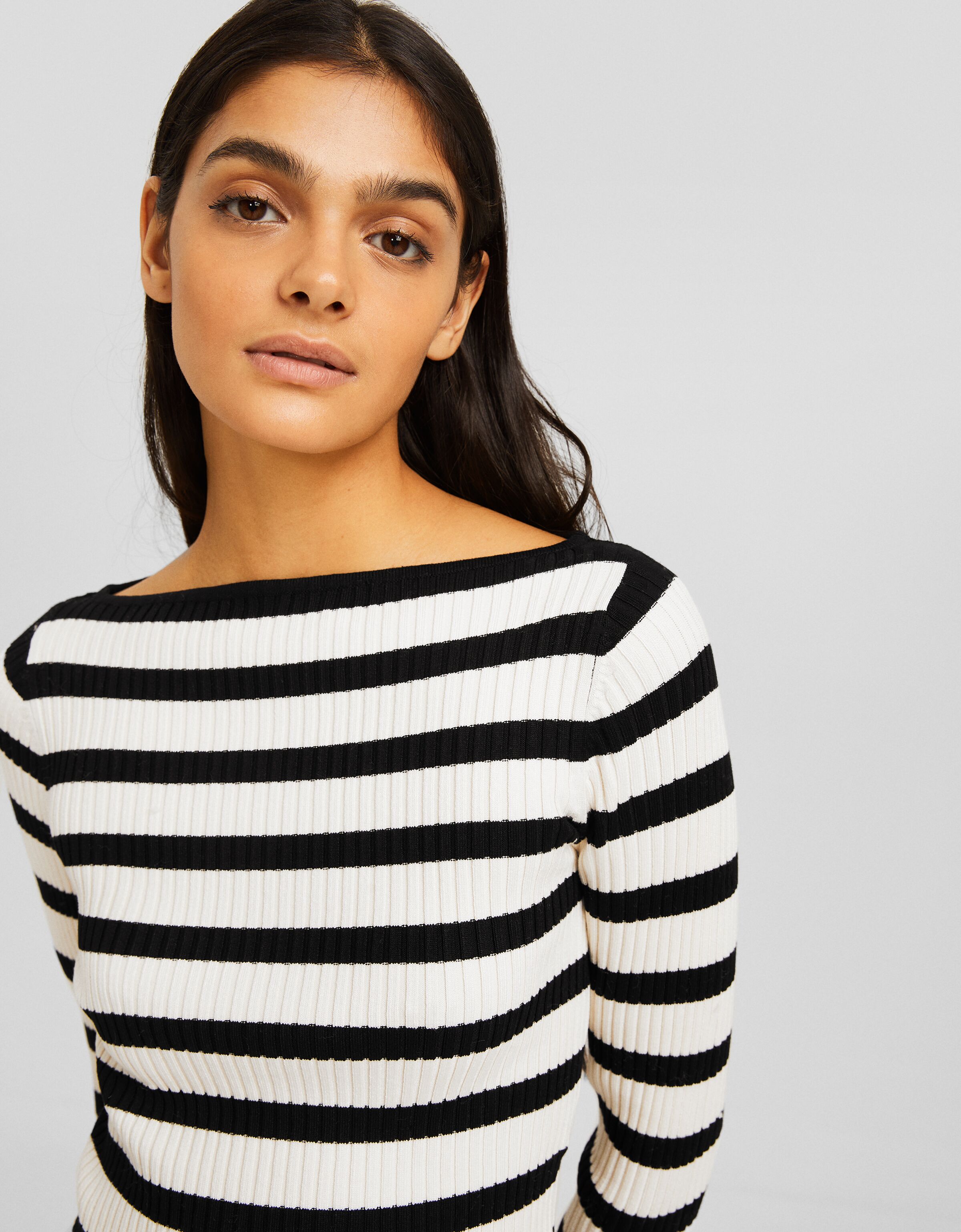 Jersey escote barco rib rayas